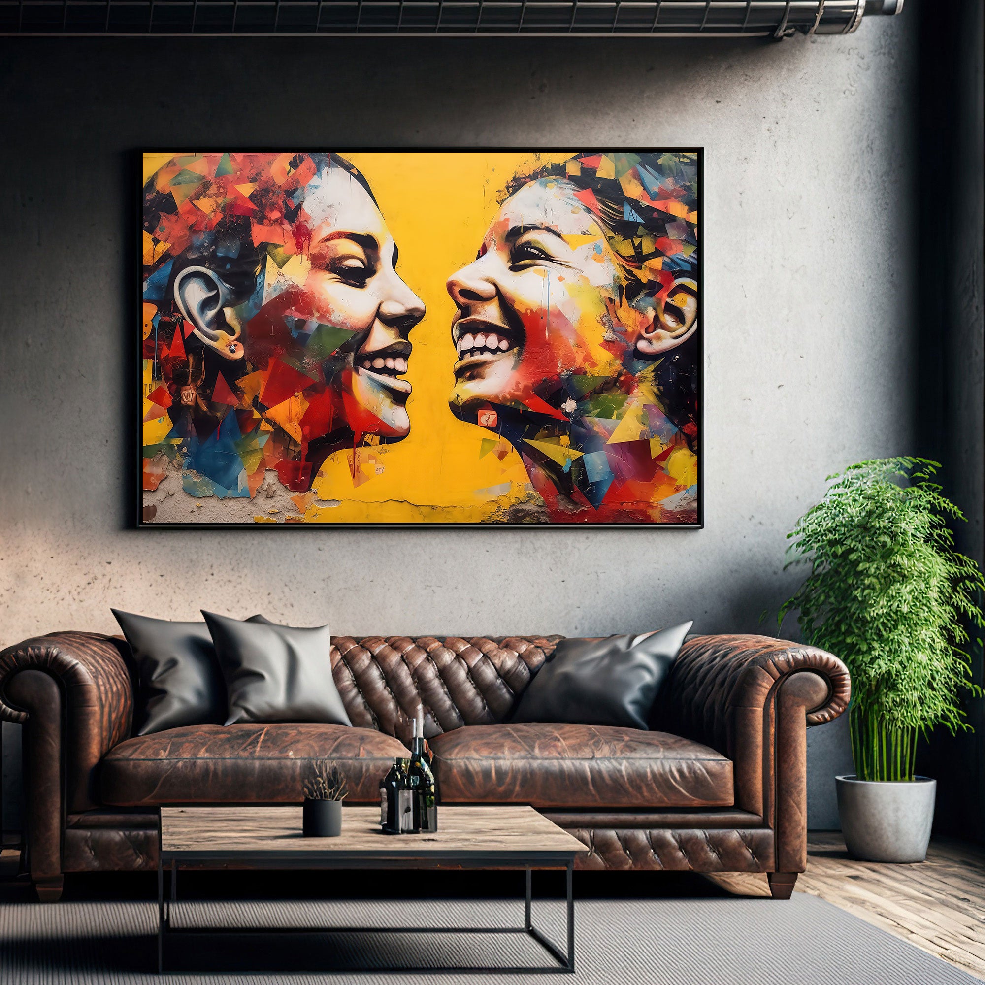 Multi WomenAbstract Canvas painting with frame Big Size Wall Art for living room,Bedroom,Drawing room,Hotels