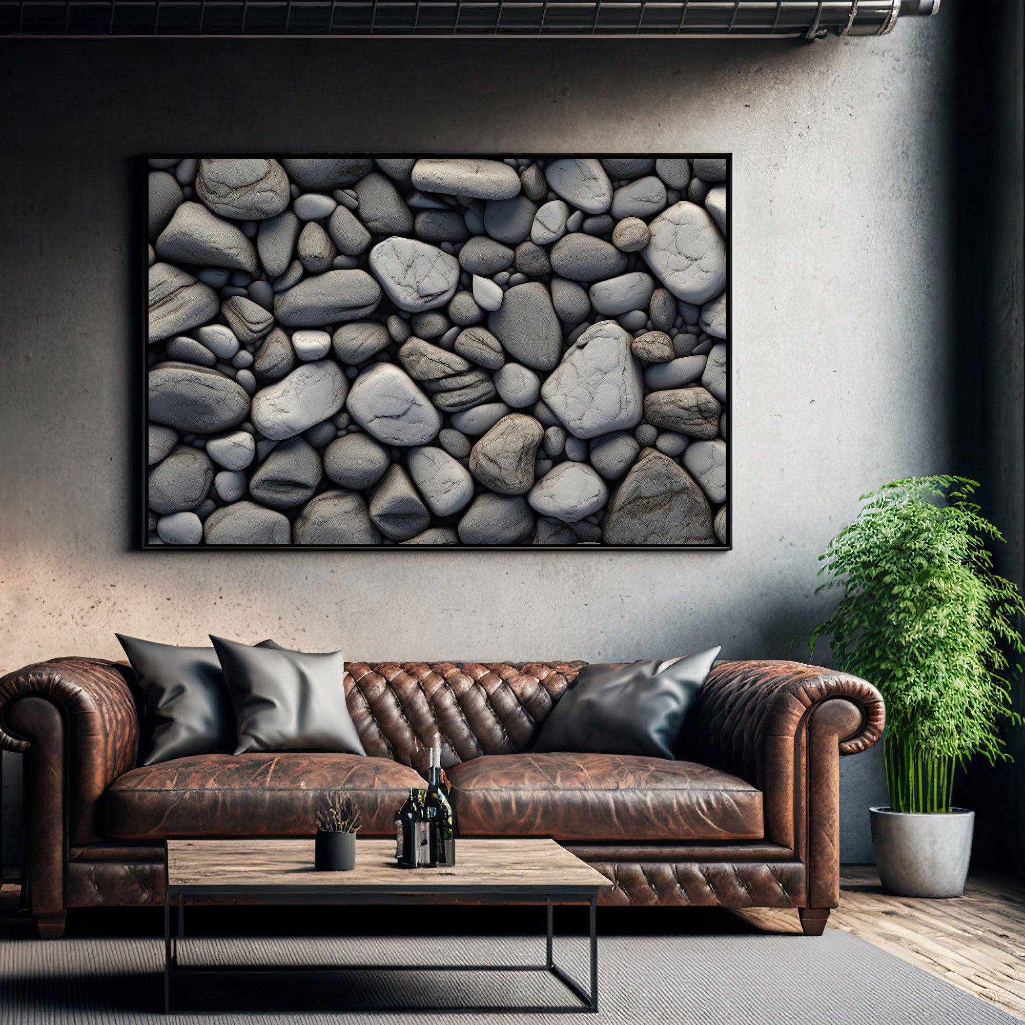 Rocks Abstract Canvas painting with frame Big Size Wall Art for living room,Bedroom,Drawing room,Hotels
