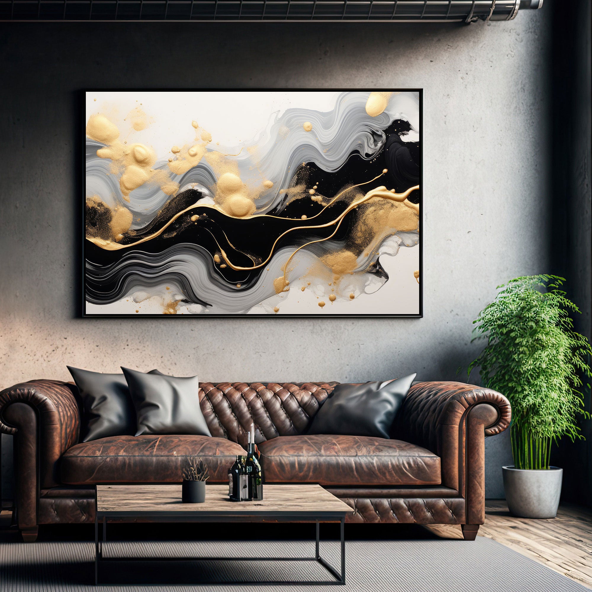 Marble Abstract Canvas painting with frame Big Size Wall Art for living room,Bedroom,Drawing room,Hotels
