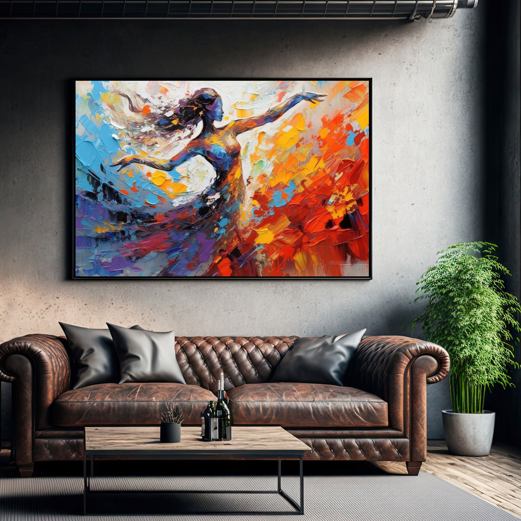 Women danceAbstract Canvas painting with frame Big Size Wall Art for living room,Bedroom,Drawing room,Hotels