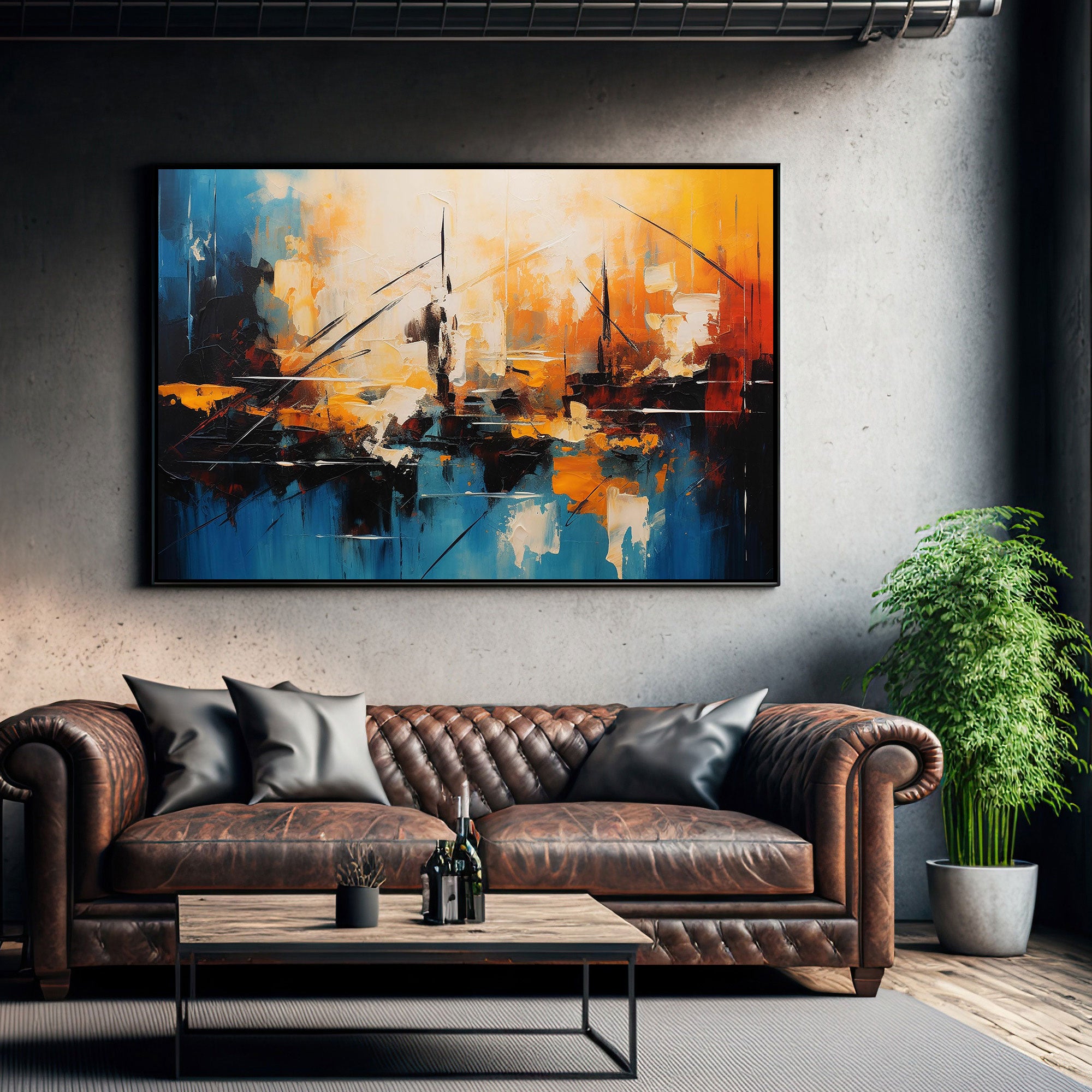 Abstract Canvas painting with frame Big Size Wall Art for living room,Bedroom,Drawing room,Hotels