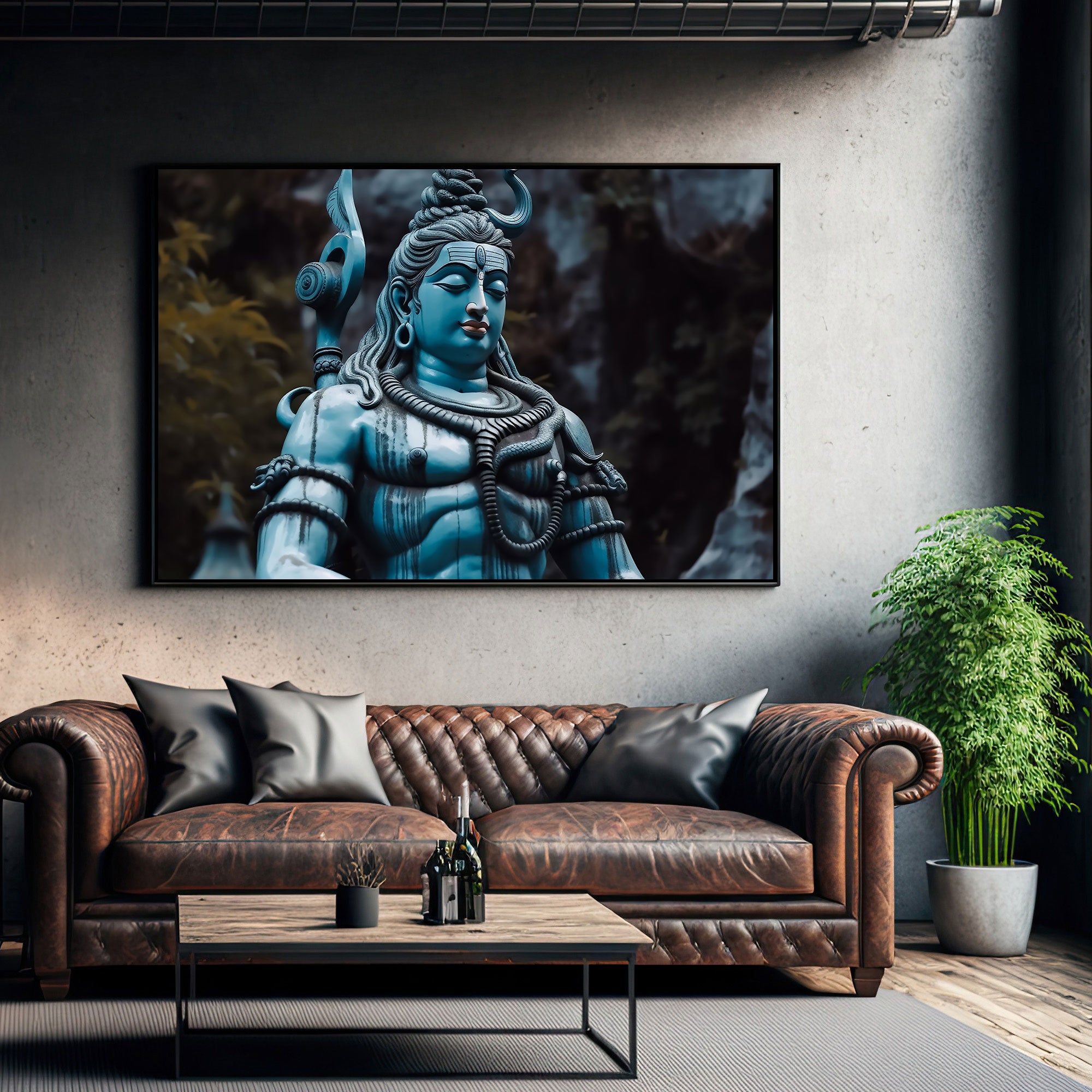 Lord shiva Canvas painting with frame Big Size Wall Art for living room,Bedroom,Drawing room,Hotels