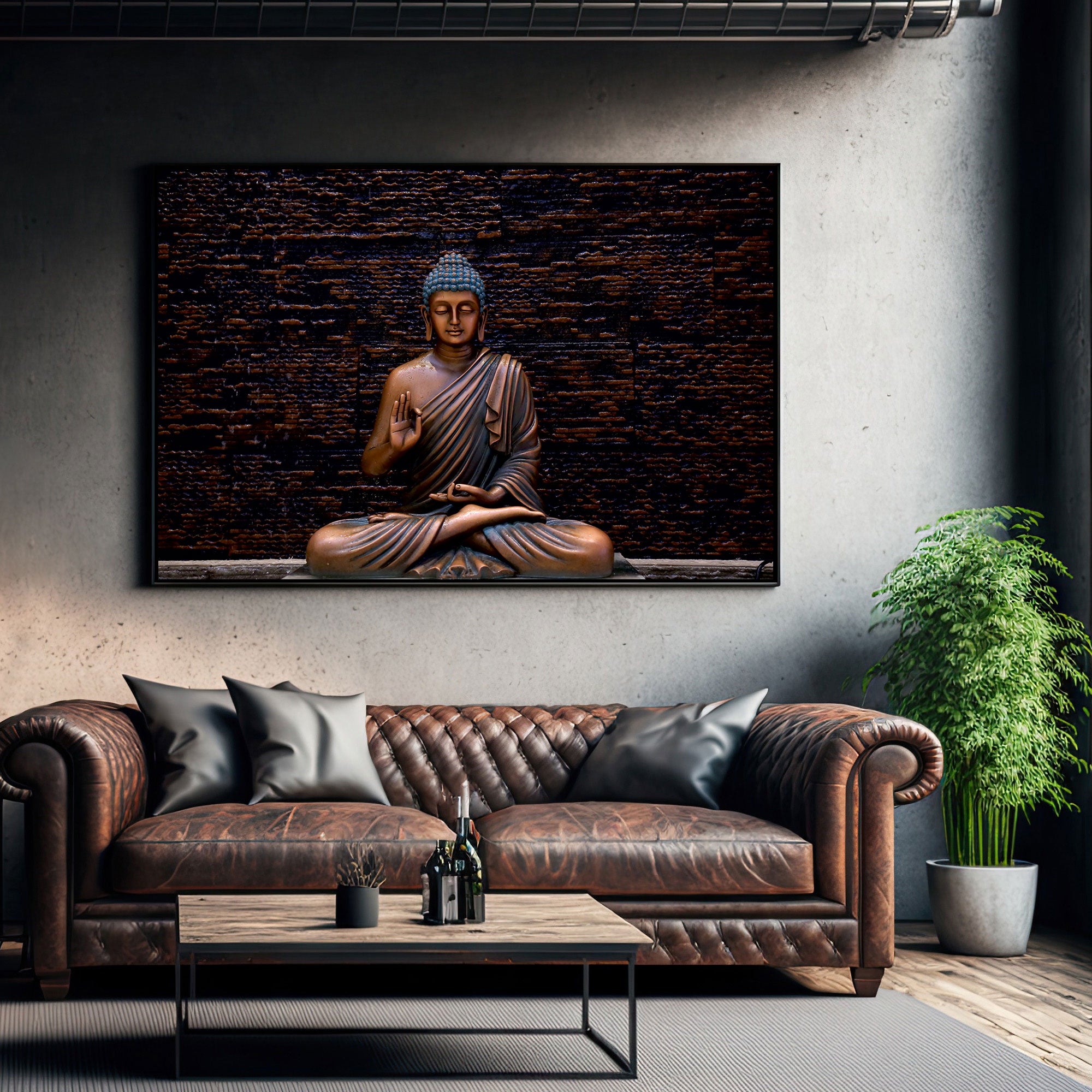 Lord budhism Canvas painting with frame Big Size Wall Art for living room,Bedroom,Drawing room,Hotels