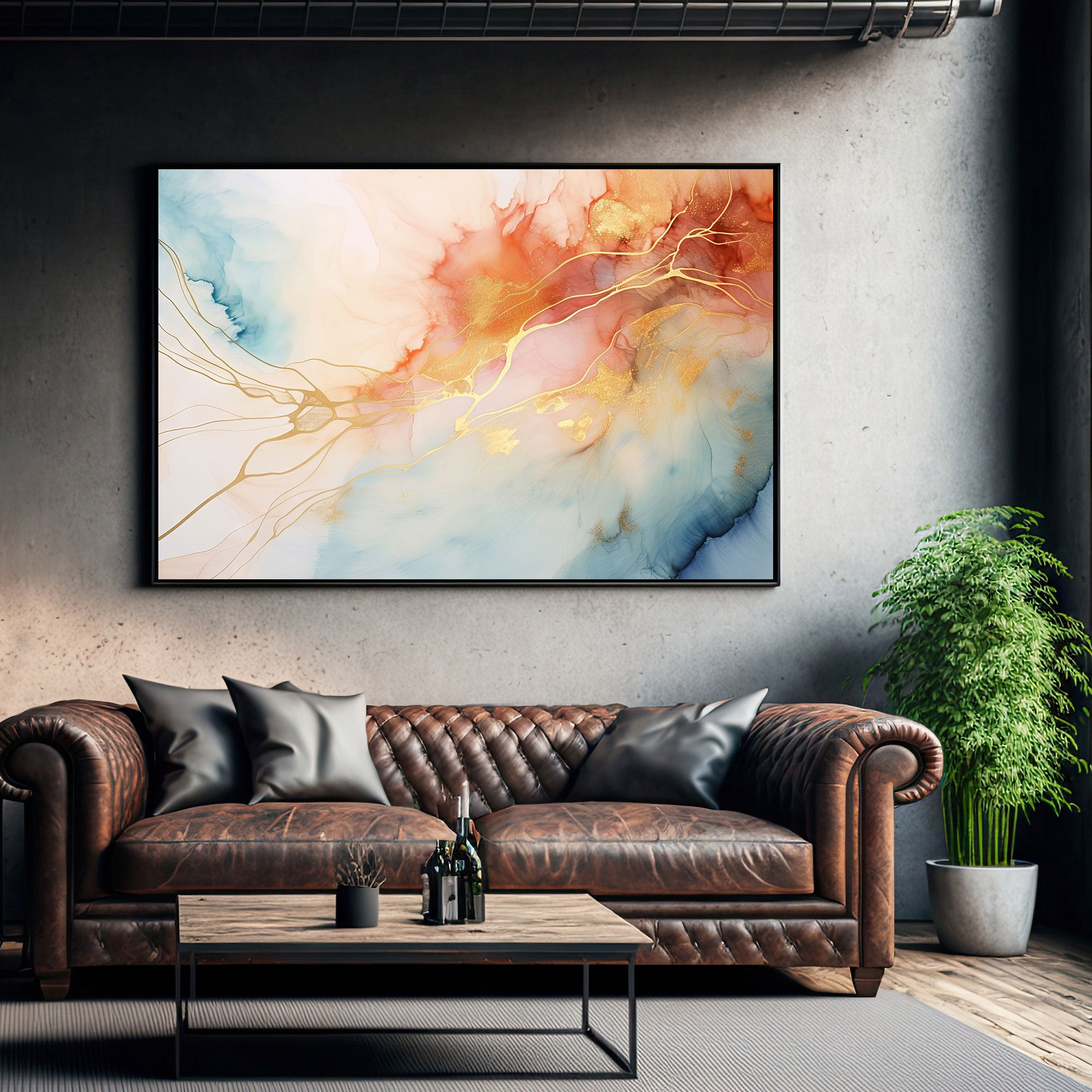 Marble Abstract Canvas painting with frame Big Size Wall Art for living room,Bedroom,Drawing room,Hotels