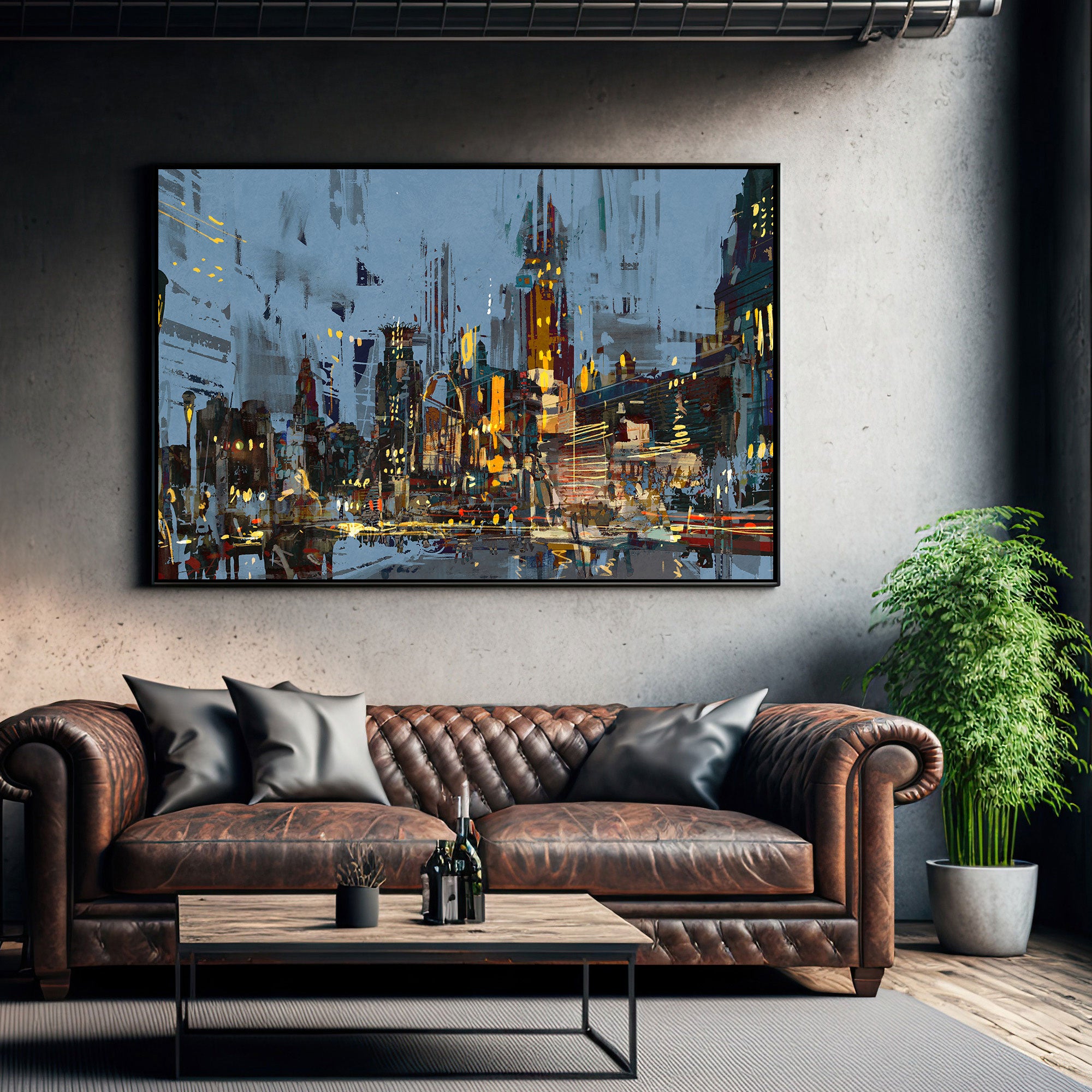 CityAbstract Canvas painting with frame Big Size Wall Art for living room,Bedroom,Drawing room,Hotels