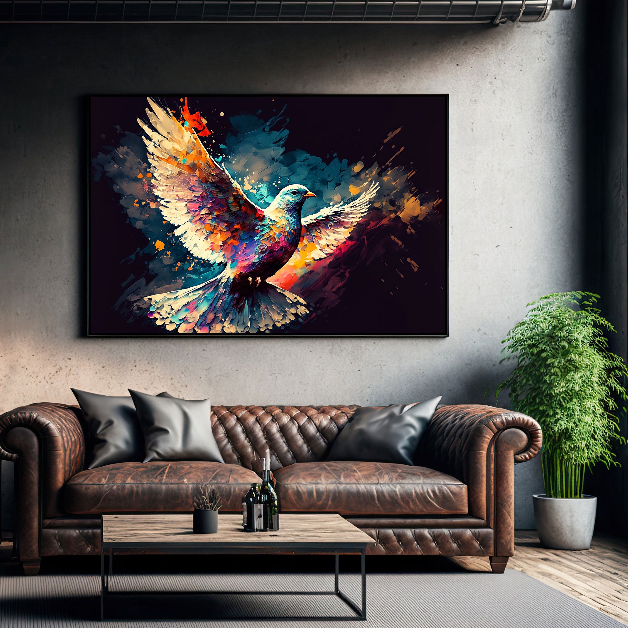 PigeonAbstract Canvas painting with frame Big Size Wall Art for living room,Bedroom,Drawing room,Hotels