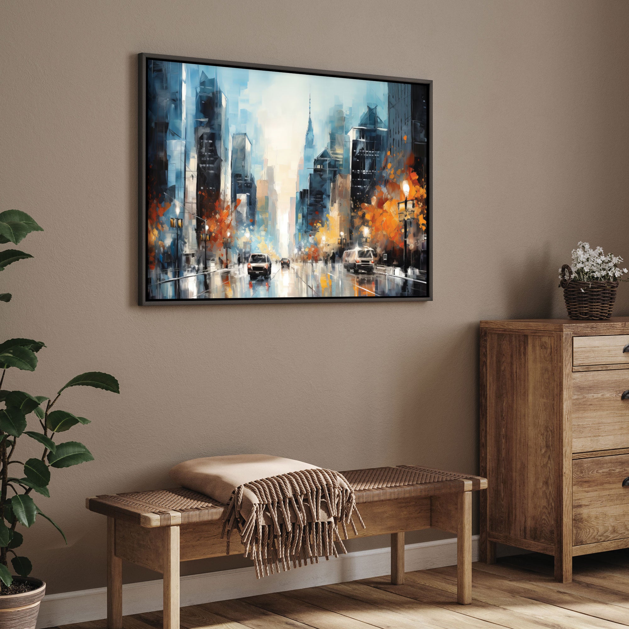 City Abstract Canvas painting with frame Big Size Wall Art for living room,Bedroom,Drawing room,Hotels