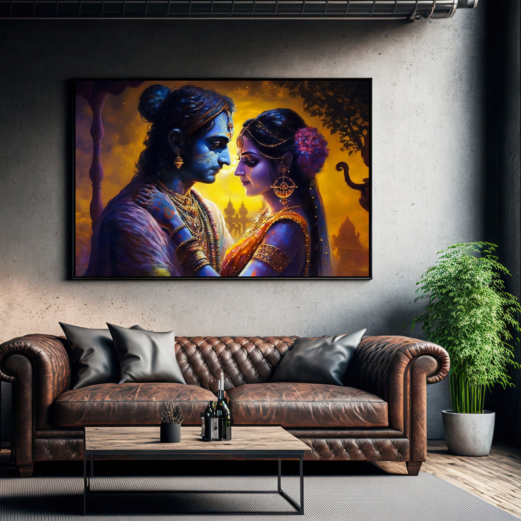 Radha krishan ji Canvas painting with frame Big Size Wall Art for living room,Bedroom,Drawing room,Hotels
