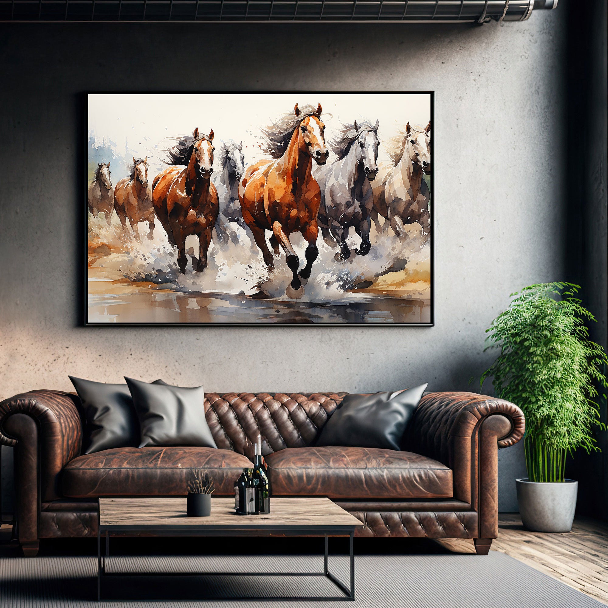 7 hoses running vastu Canvas painting Big Size Wall Art for living room,Bedroom,Drawing room,Hotels