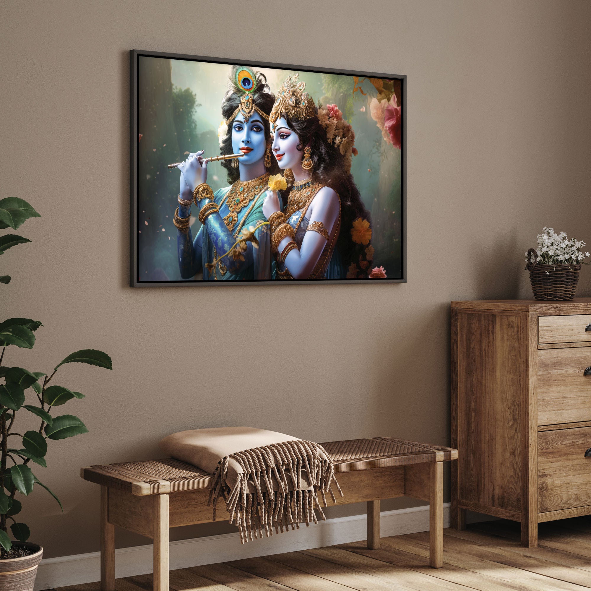 Radha krishan ji Canvas painting with frame Big Size Wall Art for living room,Bedroom,Drawing room,Hotels