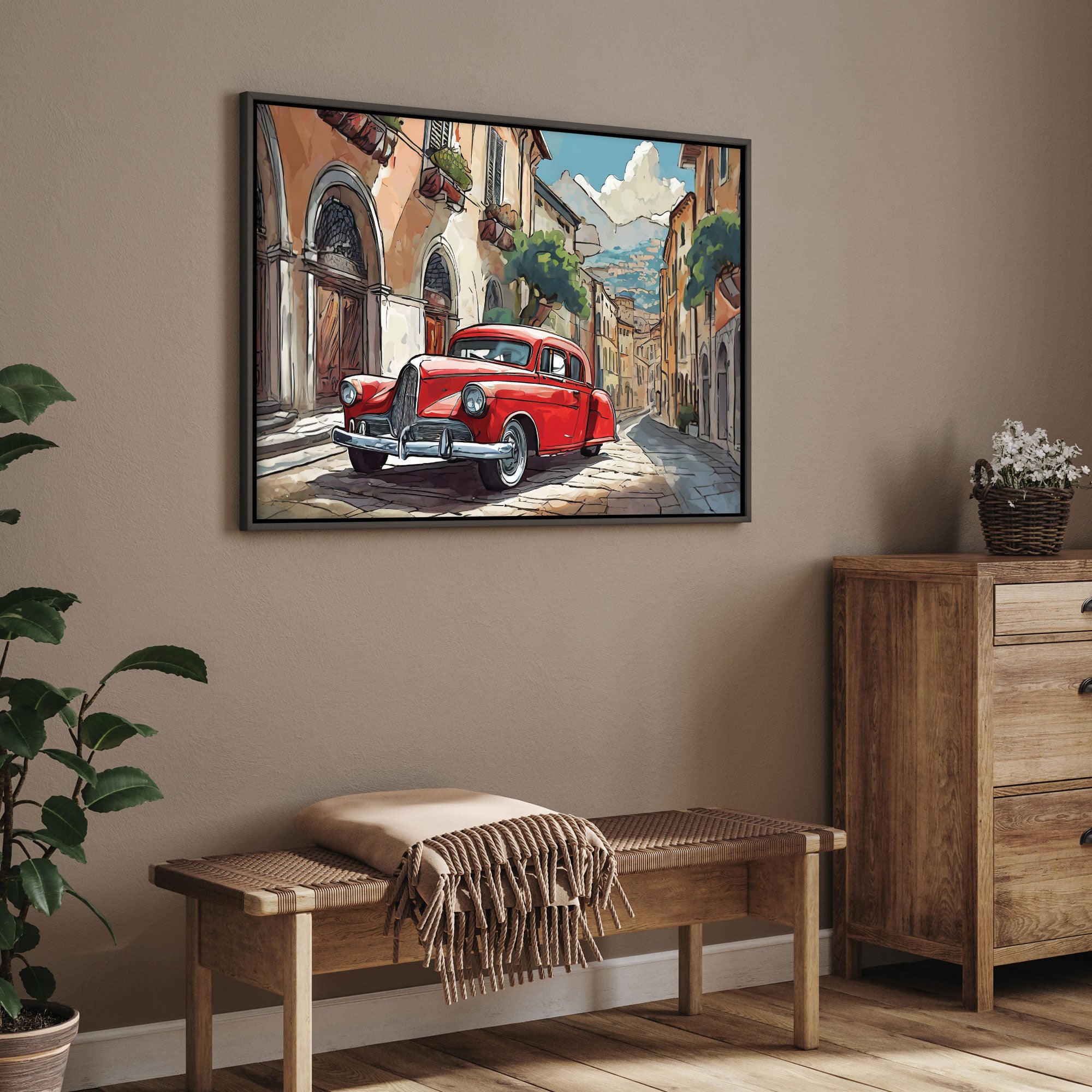 Vintage carAbstract Canvas painting with frame Big Size Wall Art for living room,Bedroom,Drawing room,Hotels