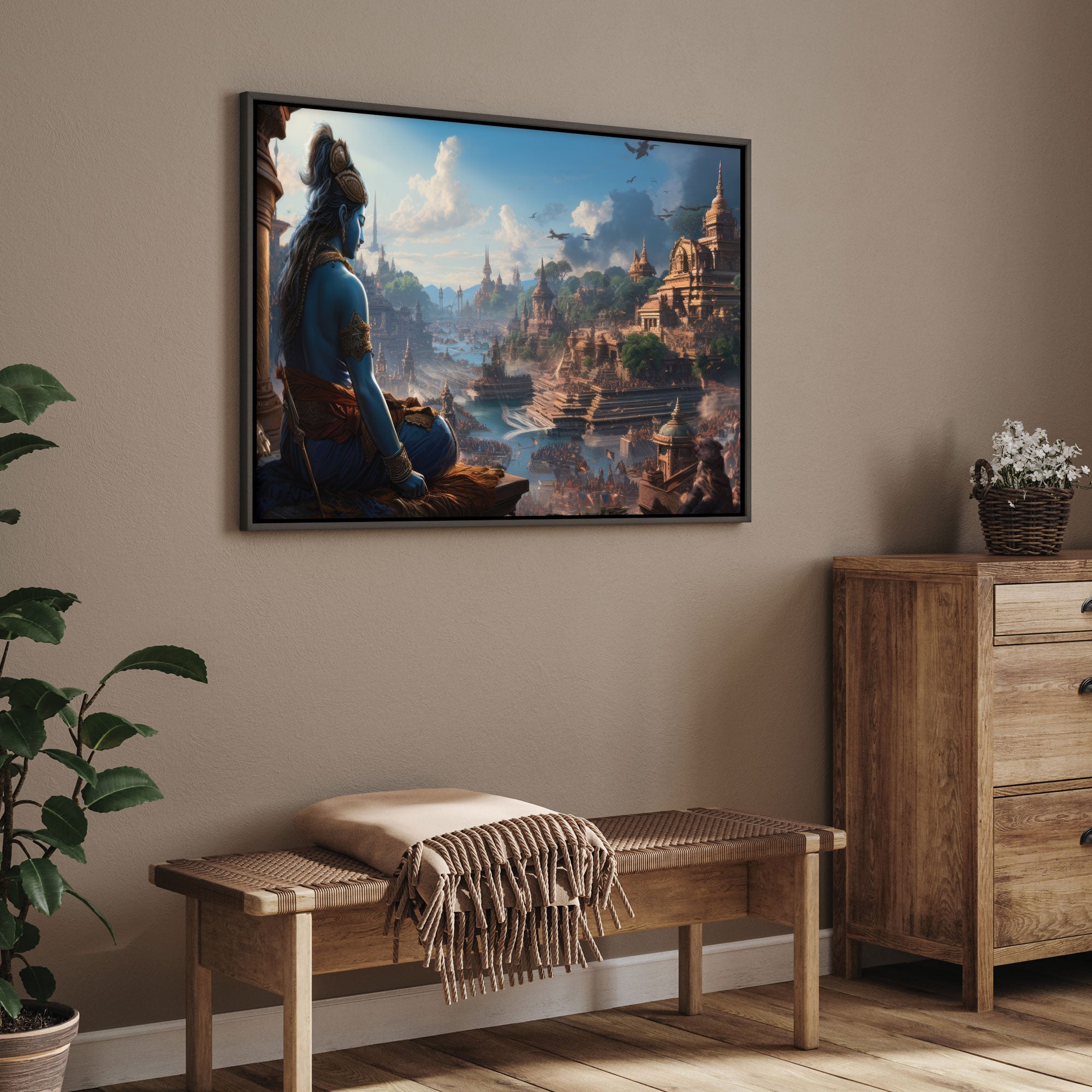 Lord rama Canvas painting with frame Big Size Wall Art for living room,Bedroom,Drawing room,Hotels