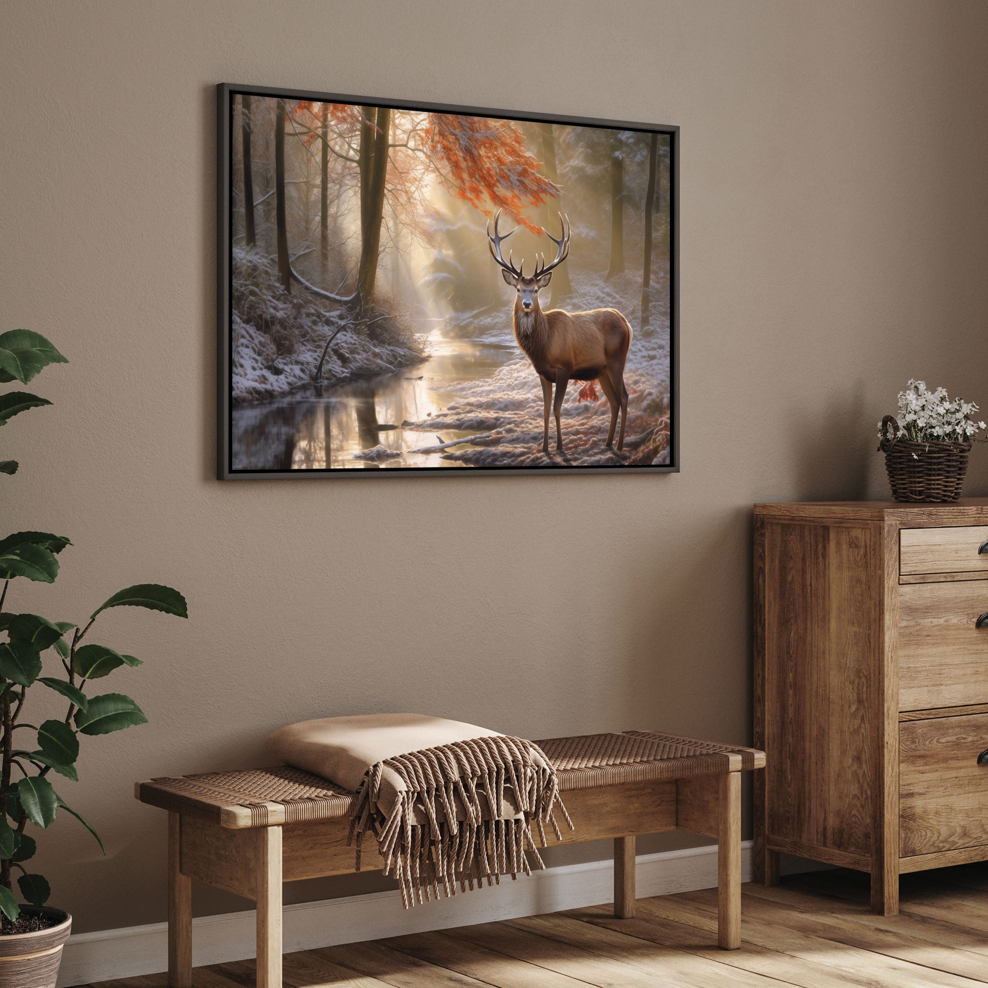 Deer Abstract Canvas painting with frame Big Size Wall Art for living room,Bedroom,Drawing room,Hotels