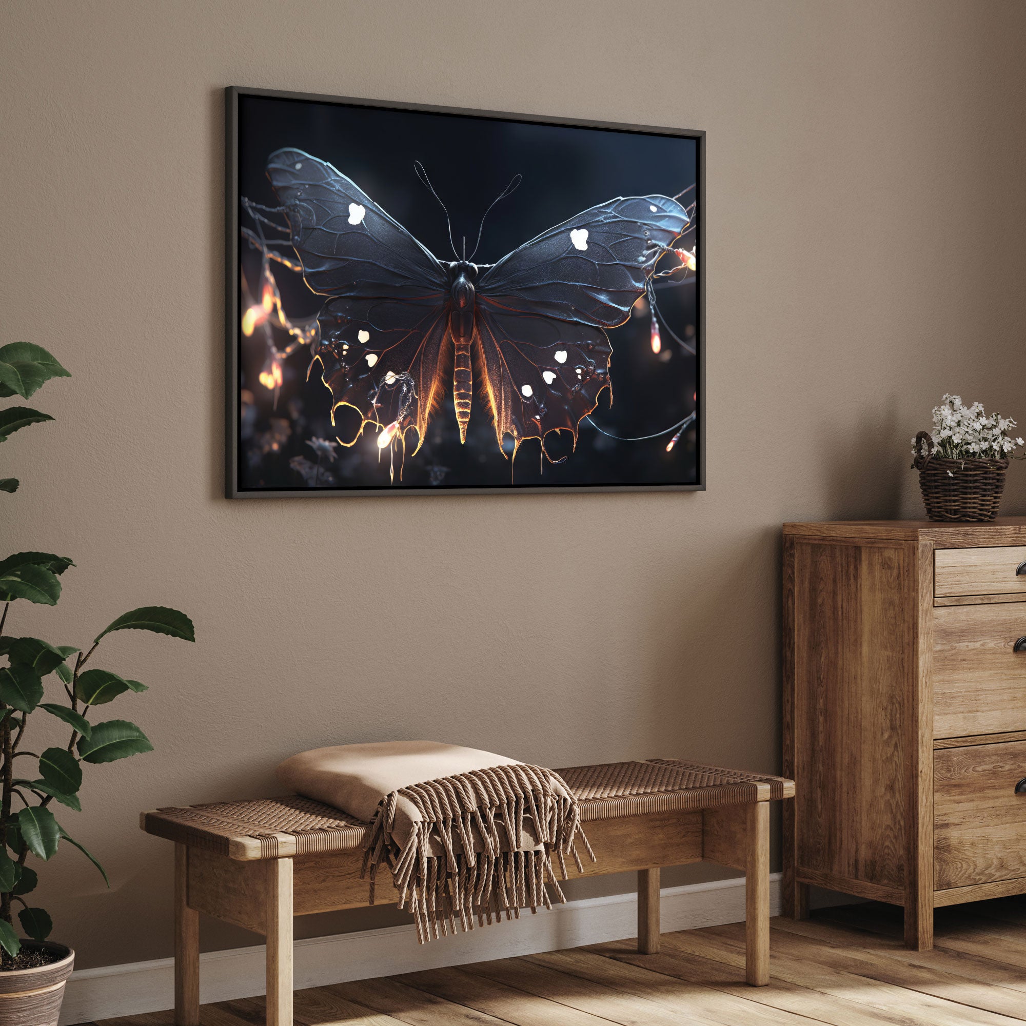 Butterfly Abstract Canvas painting with frame Big Size Wall Art for living room,Bedroom,Drawing room,Hotels