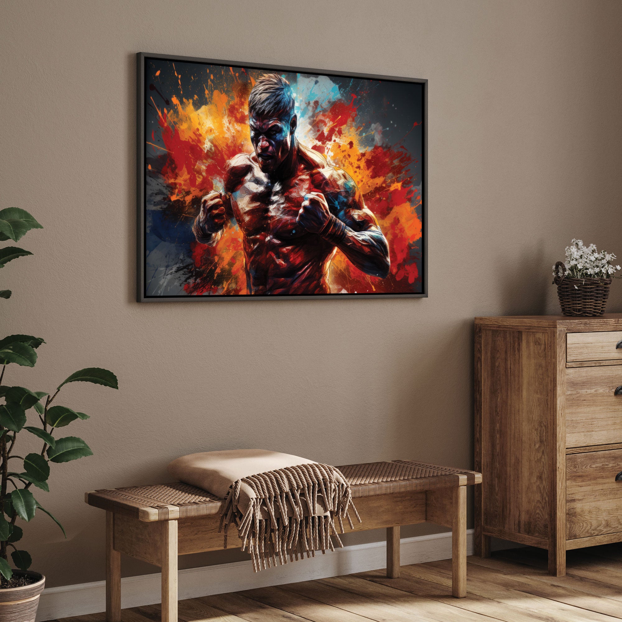 Boxer Abstract Canvas painting with frame Big Size Wall Art for living room,Bedroom,Drawing room,Hotels
