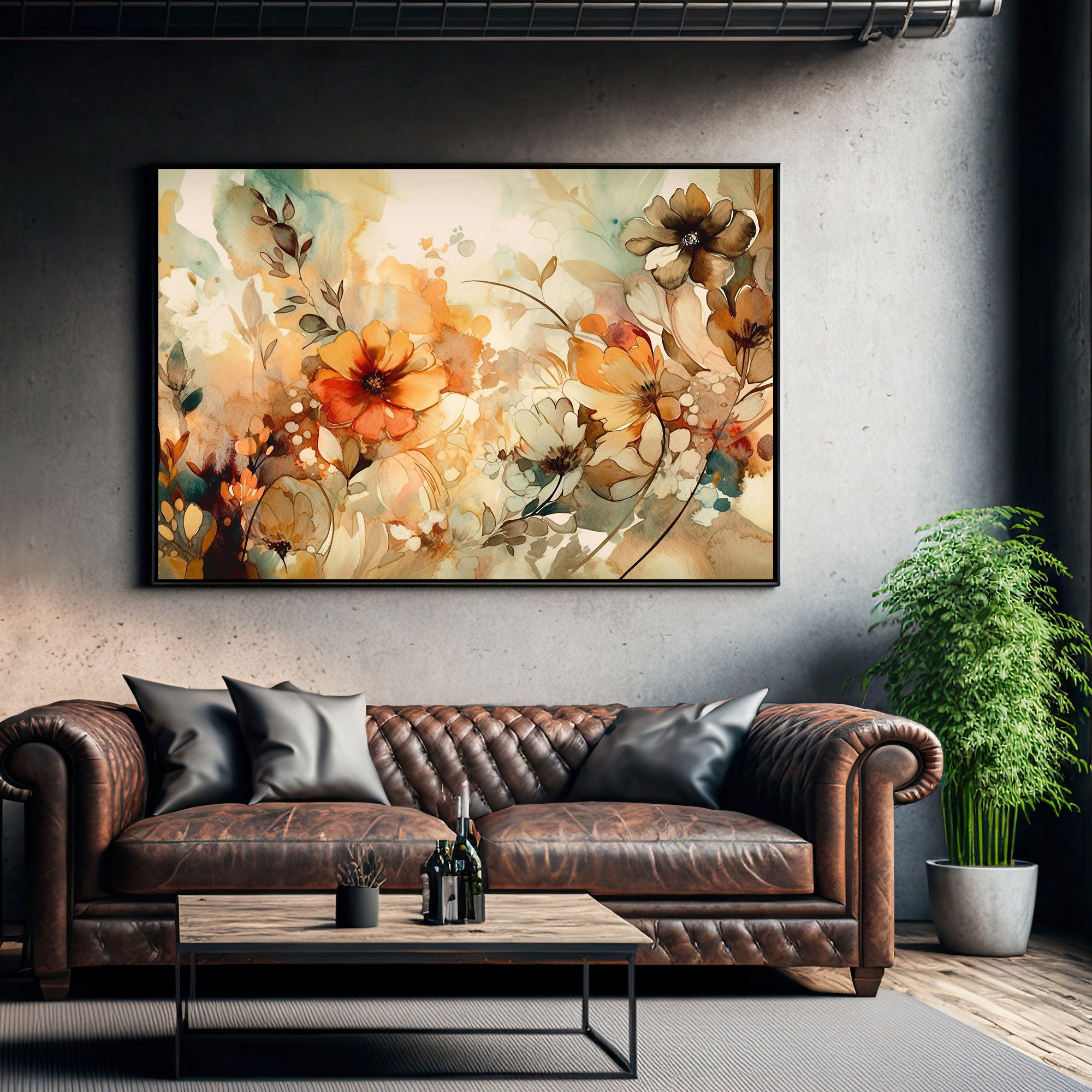 Multicolor flower Canvas painting with frame Big Size Wall Art for living room,Bedroom,Drawing room,Hotels