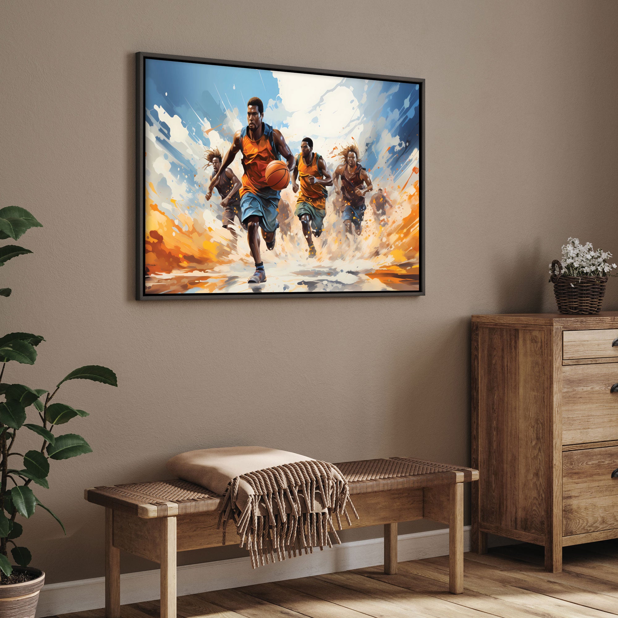 Basketball Canvas painting with frame Big Size Wall Art for living room,Bedroom,Drawing room,Hotels