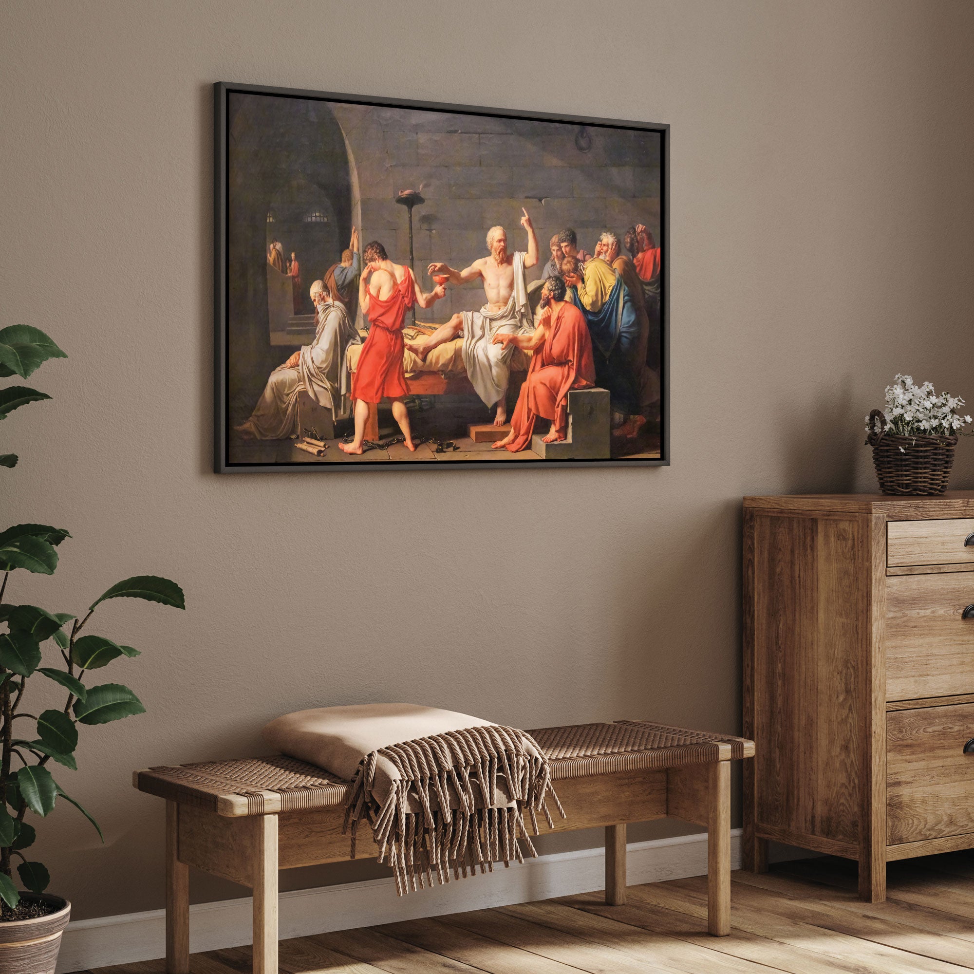 Death of socrates Canvas painting with frame Big Size Wall Art for living room,Bedroom,Drawing room,Hotels