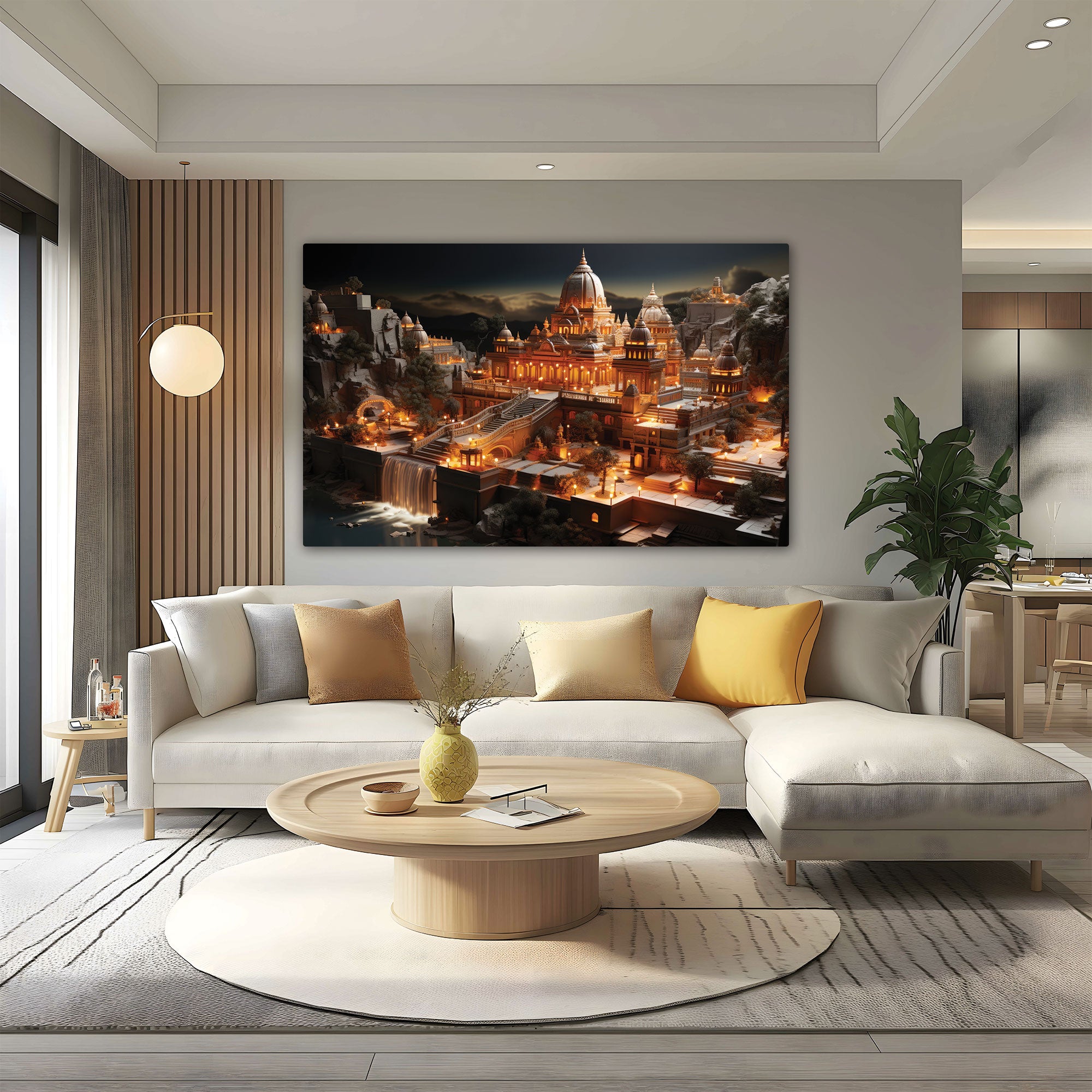 Ayodhya Canvas painting with frame Big Size Wall Art for living room,Bedroom,Drawing room,Hotels