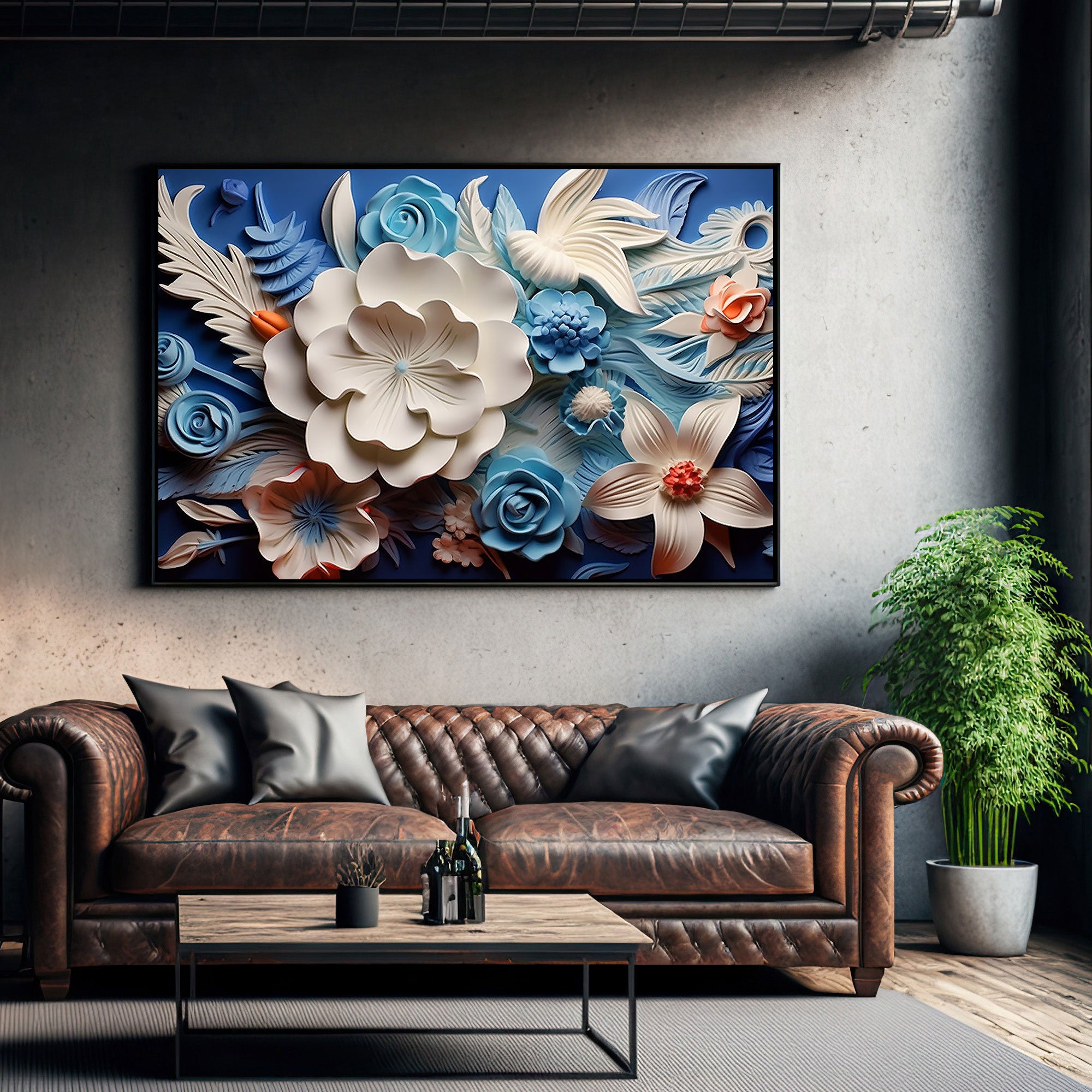 Beautiful flowers Canvas painting with frame Big Size Wall Art for living room,Bedroom,Drawing room,Hotels