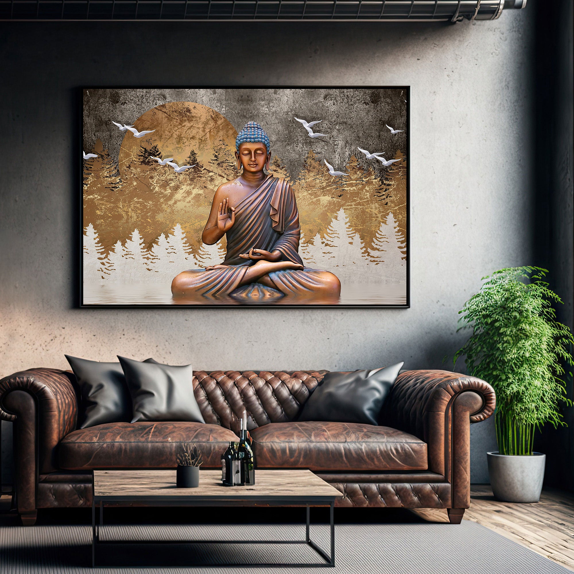 Modern budha art Canvas painting with frame Big Size Wall Art for living room,Bedroom,Drawing room,Hotels