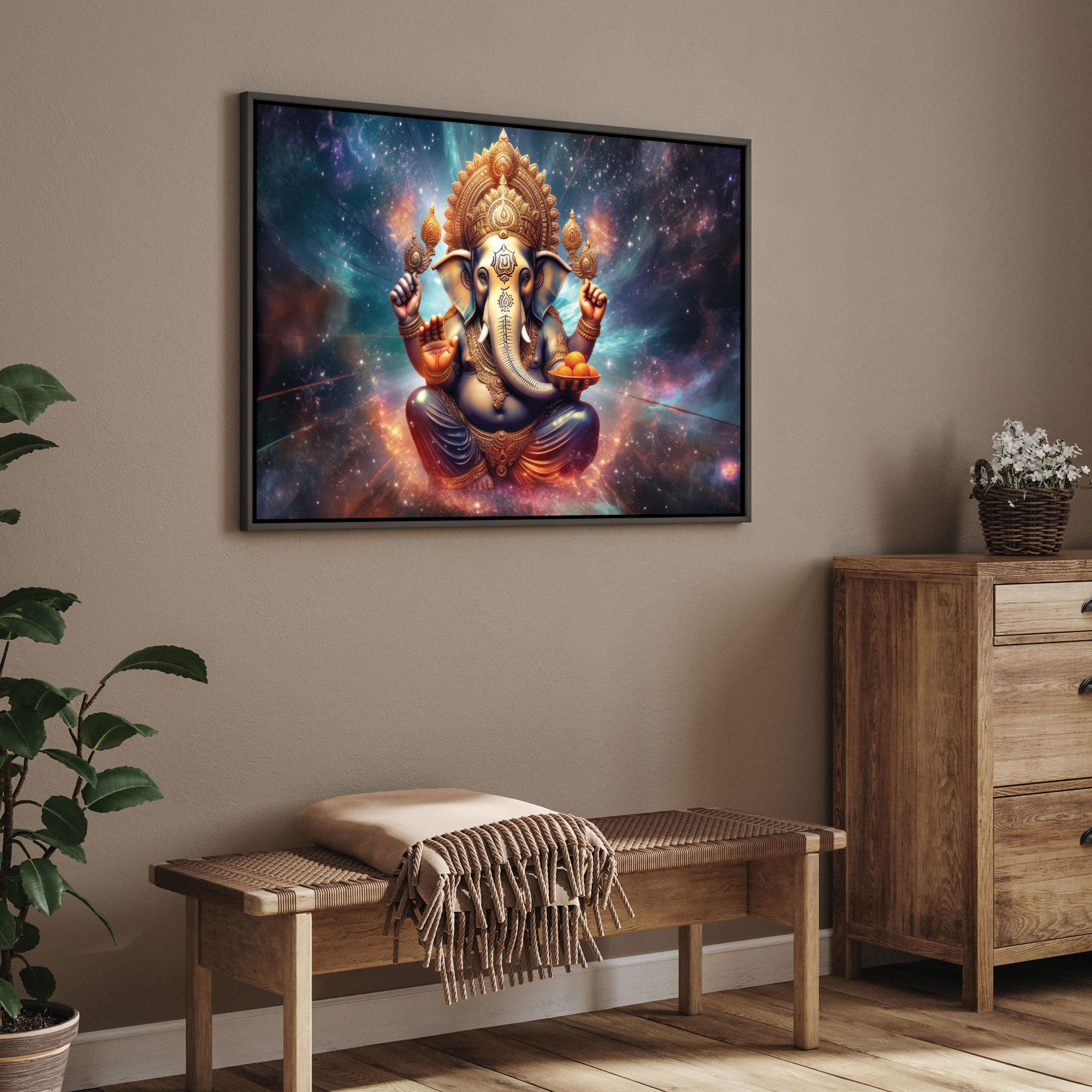 Lord ganesha Canvas painting with frame Big Size Wall Art for living room,Bedroom,Drawing room,Hotels