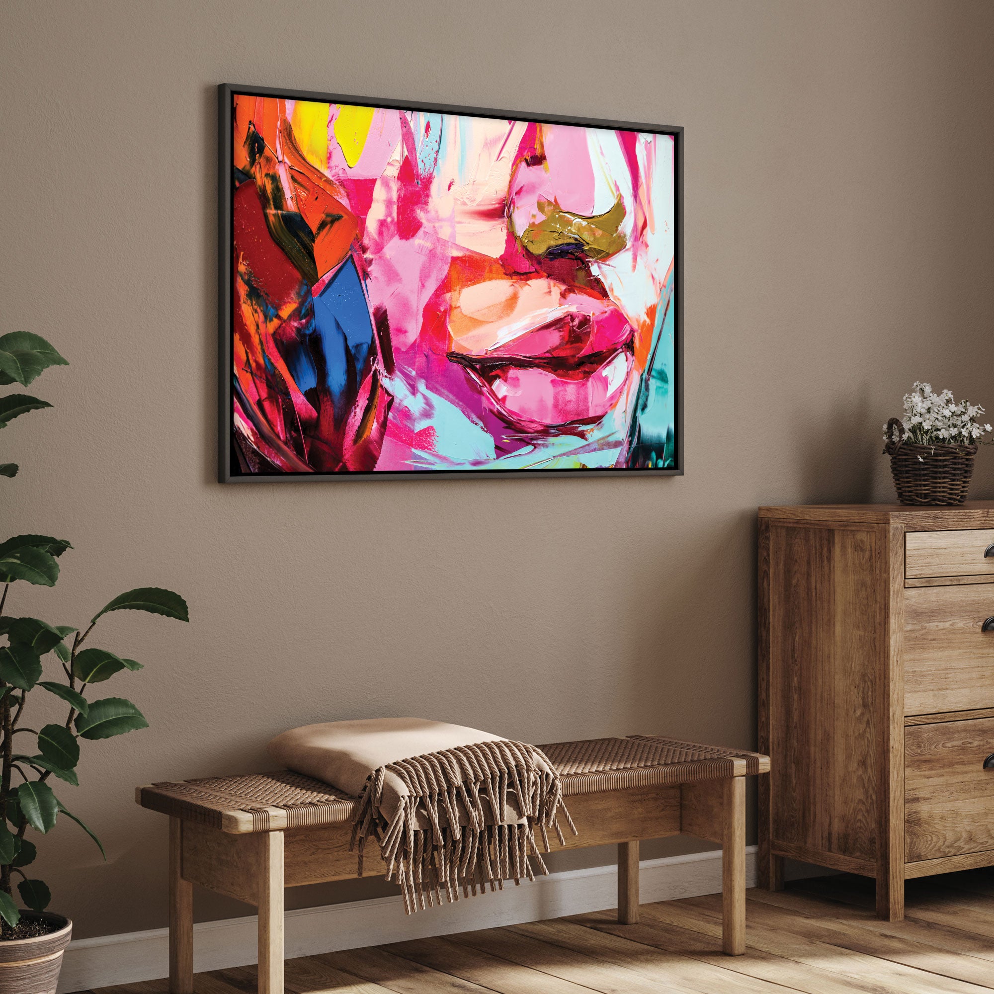 Women faceAbstract Canvas painting with frame Big Size Wall Art for living room,Bedroom,Drawing room,Hotels