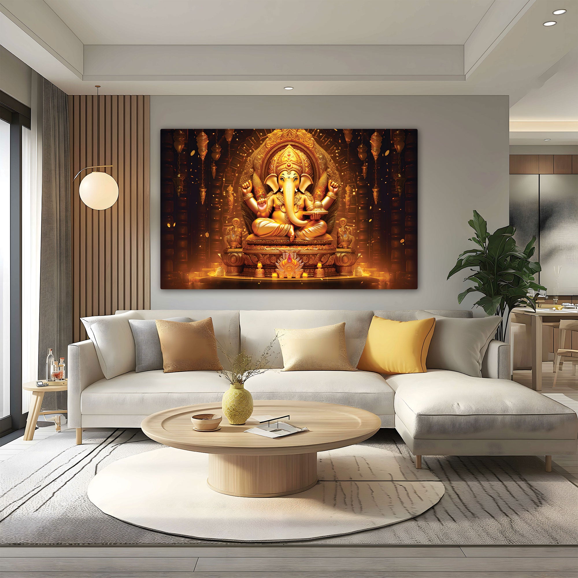 Ganesha Canvas painting with frame Big Size Wall Art for living room,Bedroom,Drawing room,Hotels