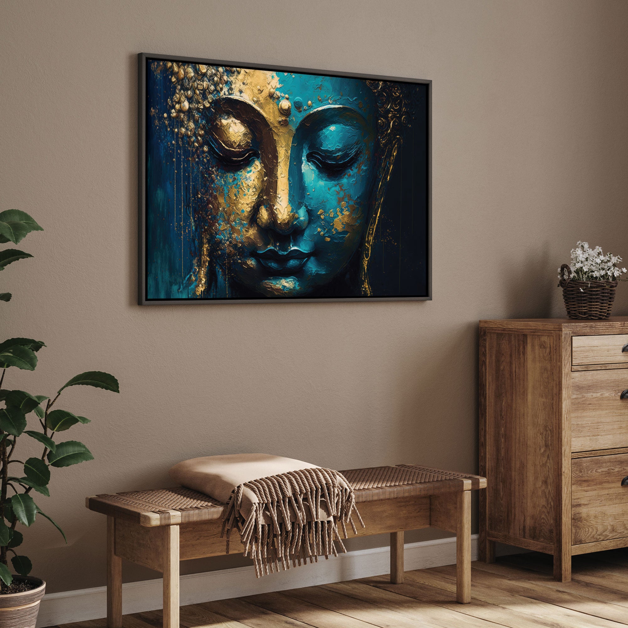 Lord budhism Canvas painting with frame Big Size Wall Art for living room,Bedroom,Drawing room,Hotels
