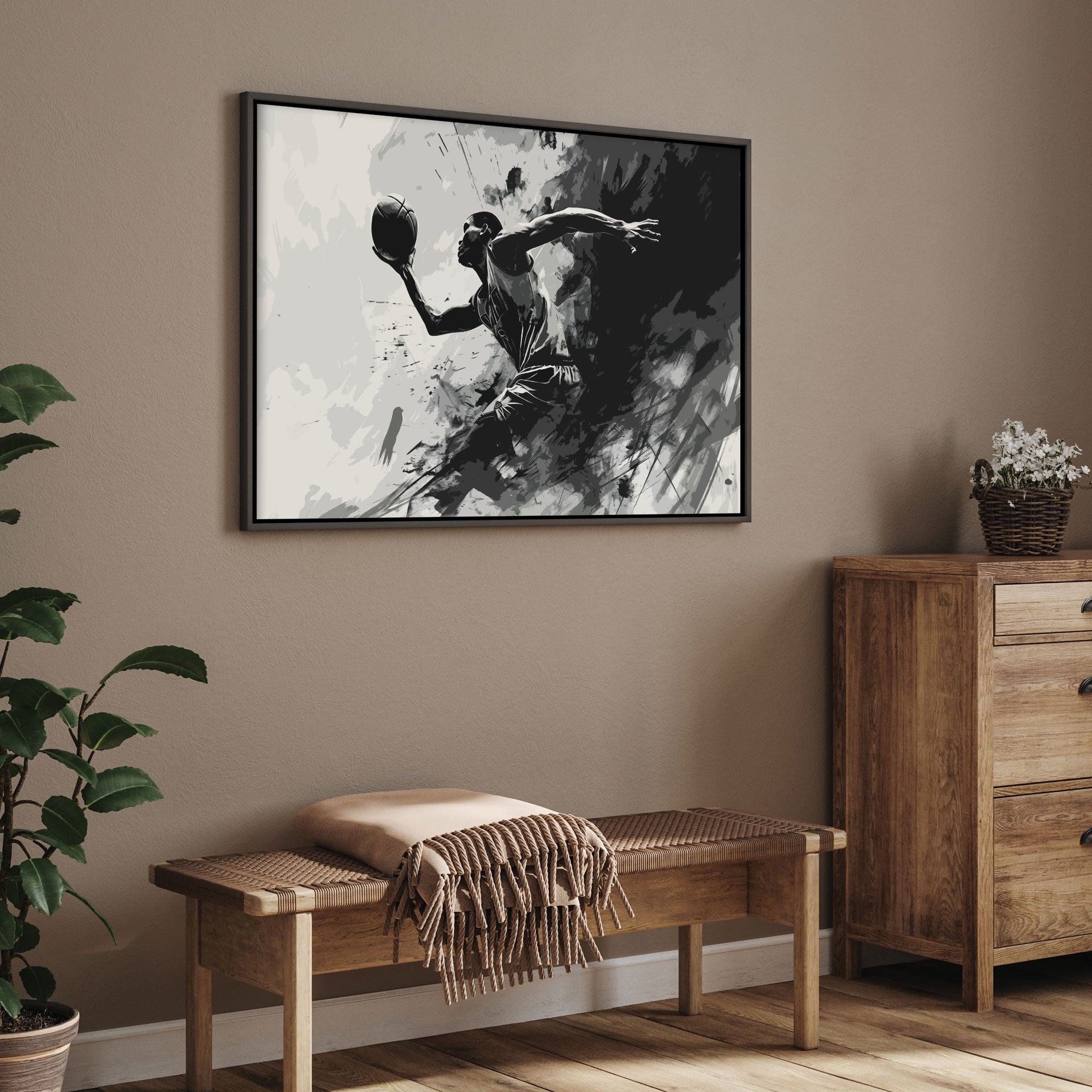 Basketball Canvas painting with frame Big Size Wall Art for living room,Bedroom,Drawing room,Hotels