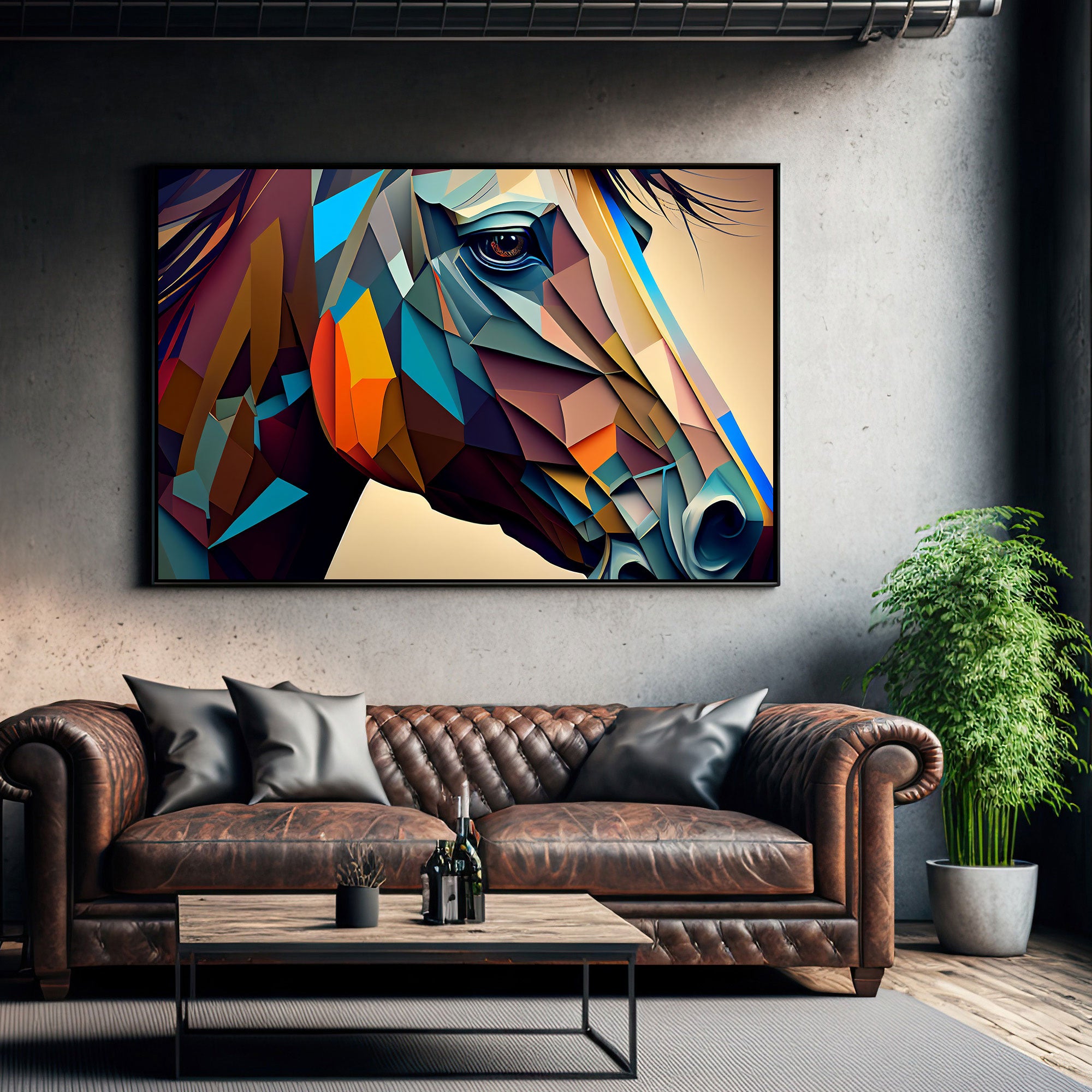 Abstract horse Canvas painting with frame Big Size Wall Art for living room,Bedroom,Drawing room,Hotels
