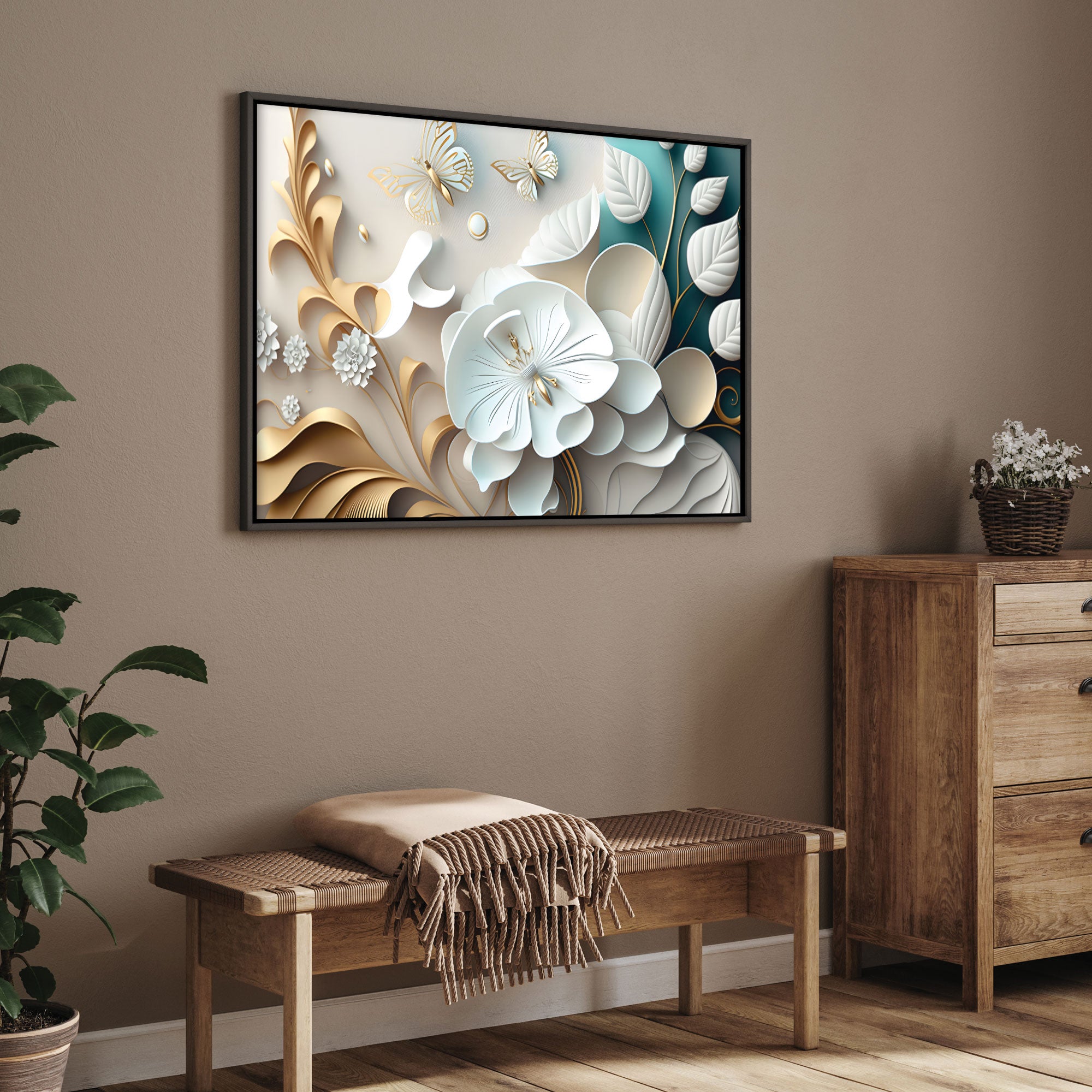 Flowers Canvas painting with frame Big Size Wall Art for living room,Bedroom,Drawing room,Hotels