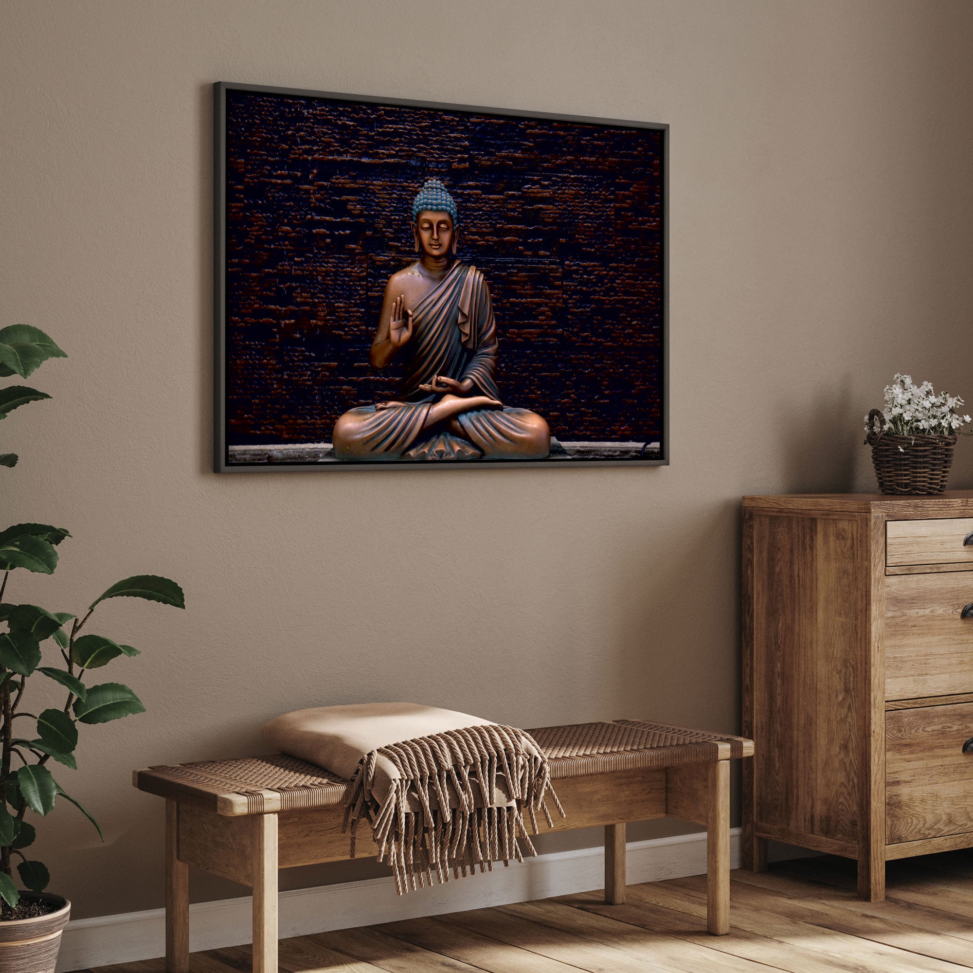Lord budhism Canvas painting with frame Big Size Wall Art for living room,Bedroom,Drawing room,Hotels