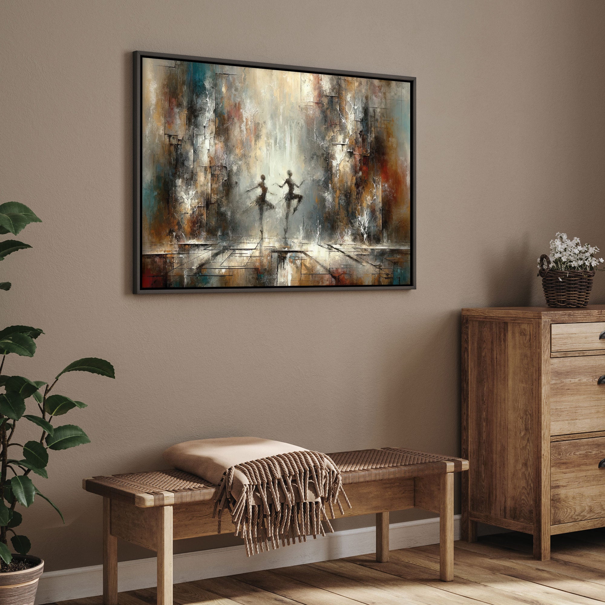Couple danceAbstract Canvas painting with frame Big Size Wall Art for living room,Bedroom,Drawing room,Hotels