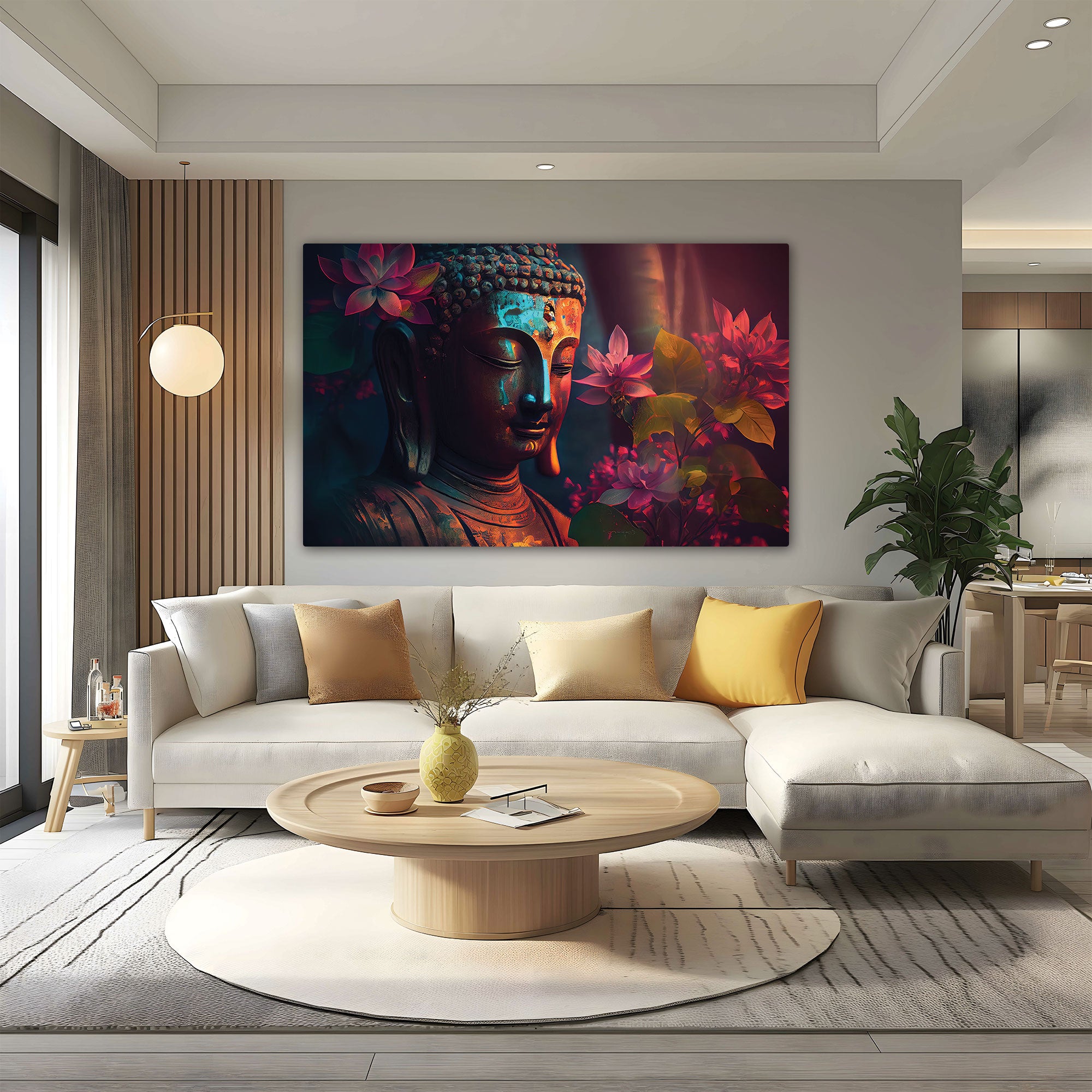 Budha art Canvas painting with frame Big Size Wall Art for living room,Bedroom,Drawing room,Hotels