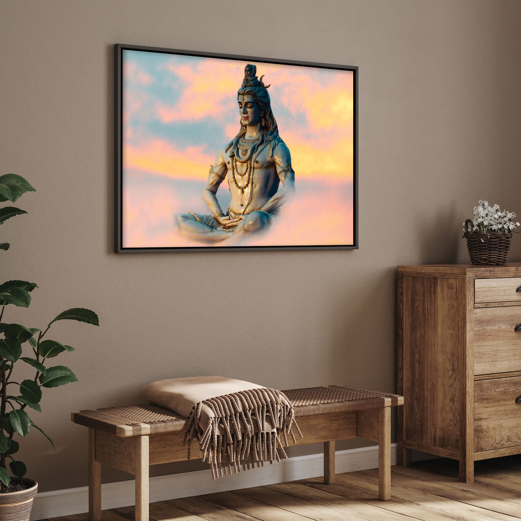 Lord shiva Canvas painting with frame Big Size Wall Art for living room,Bedroom,Drawing room,Hotels