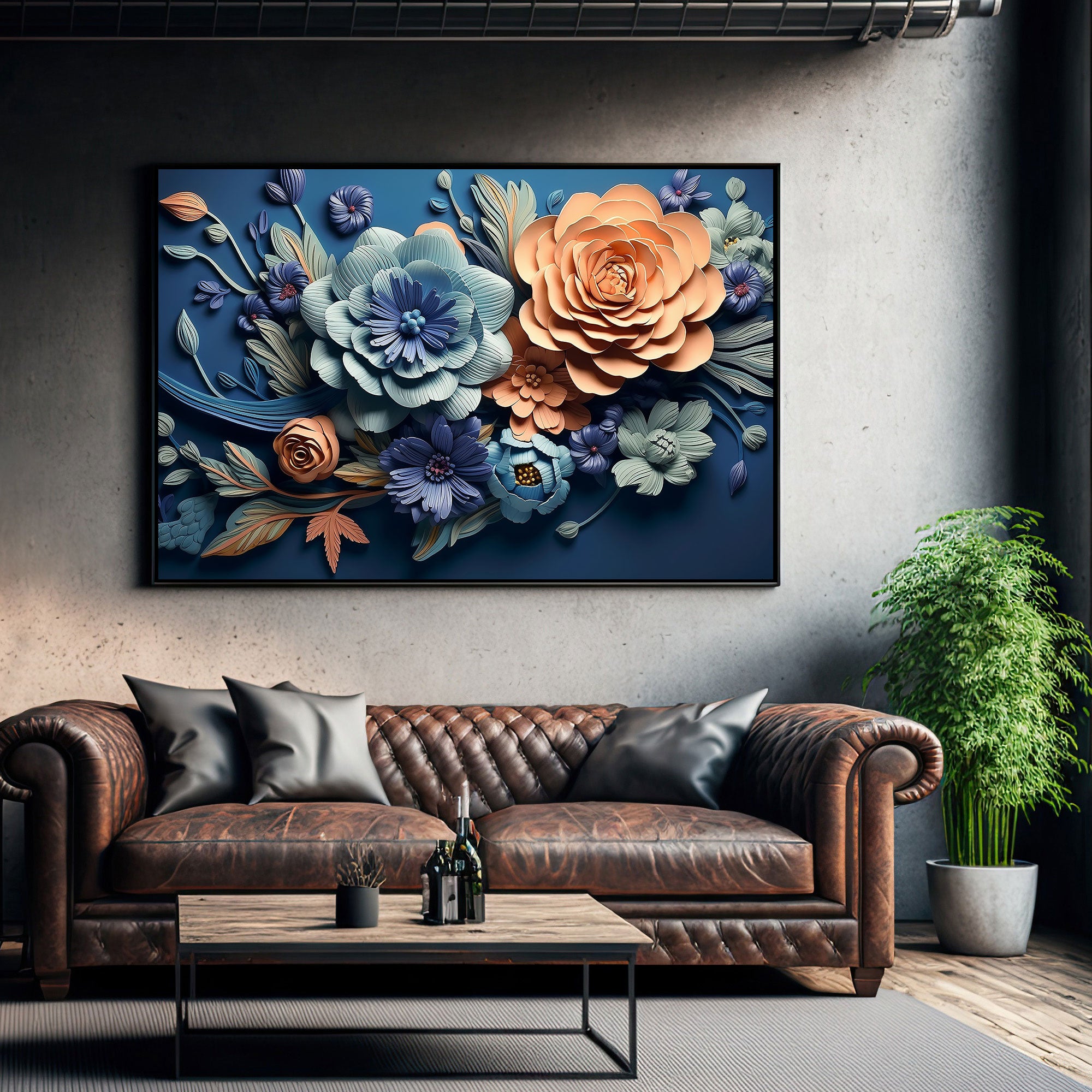 Modern flowers Canvas painting with frame Big Size Wall Art for living room,Bedroom,Drawing room,Hotels