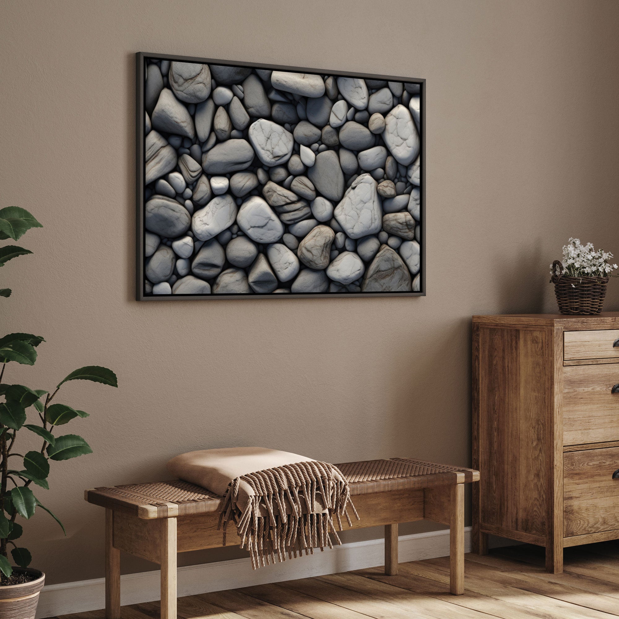 Rocks Abstract Canvas painting with frame Big Size Wall Art for living room,Bedroom,Drawing room,Hotels