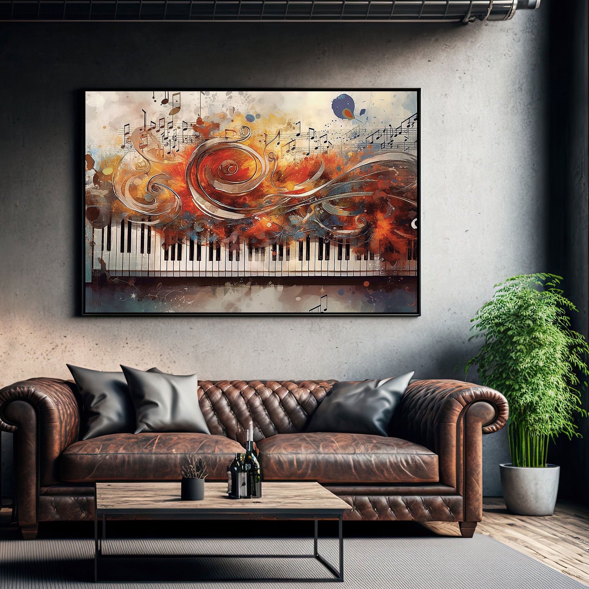Pianno music Canvas painting with frame Big Size Wall Art for living room,Bedroom,Drawing room,Hotels