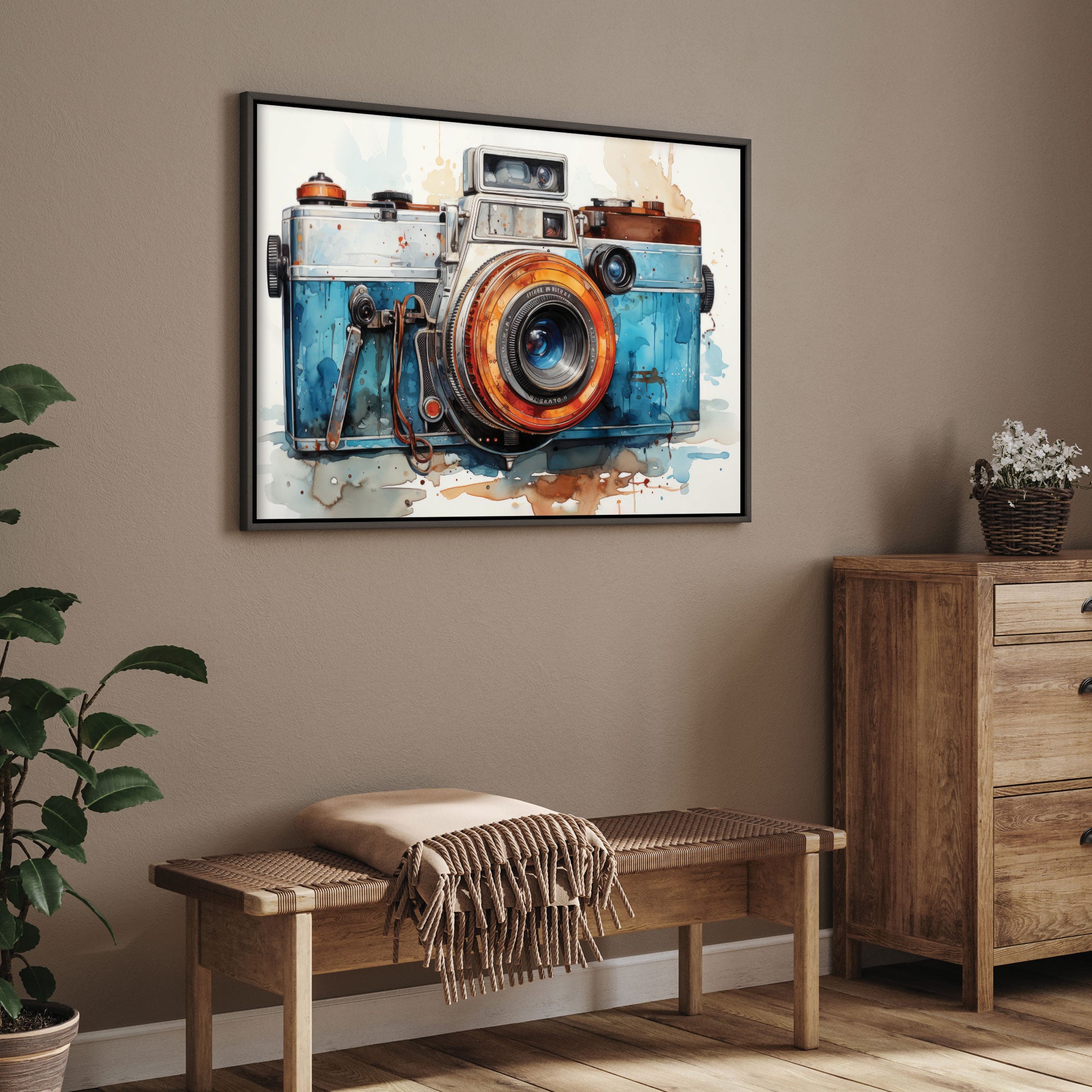CameraAbstract Canvas painting with frame Big Size Wall Art for living room,Bedroom,Drawing room,Hotels