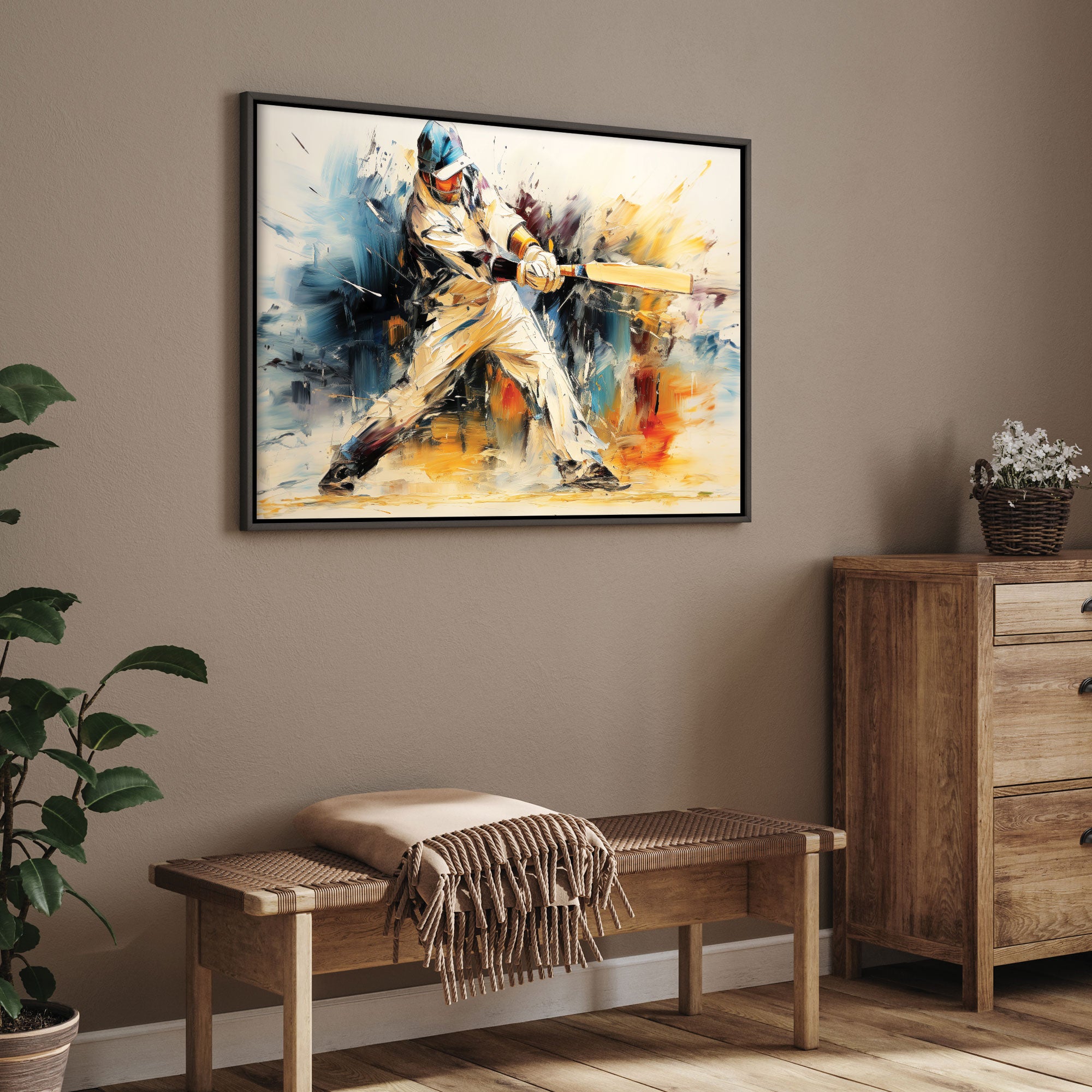 The Castle Decor cricket shot canvas/Sparkle painting Big Size Wall Art for living room,Bedroom,Drawing room,Hotels-Wooden Framed-Digital Painting