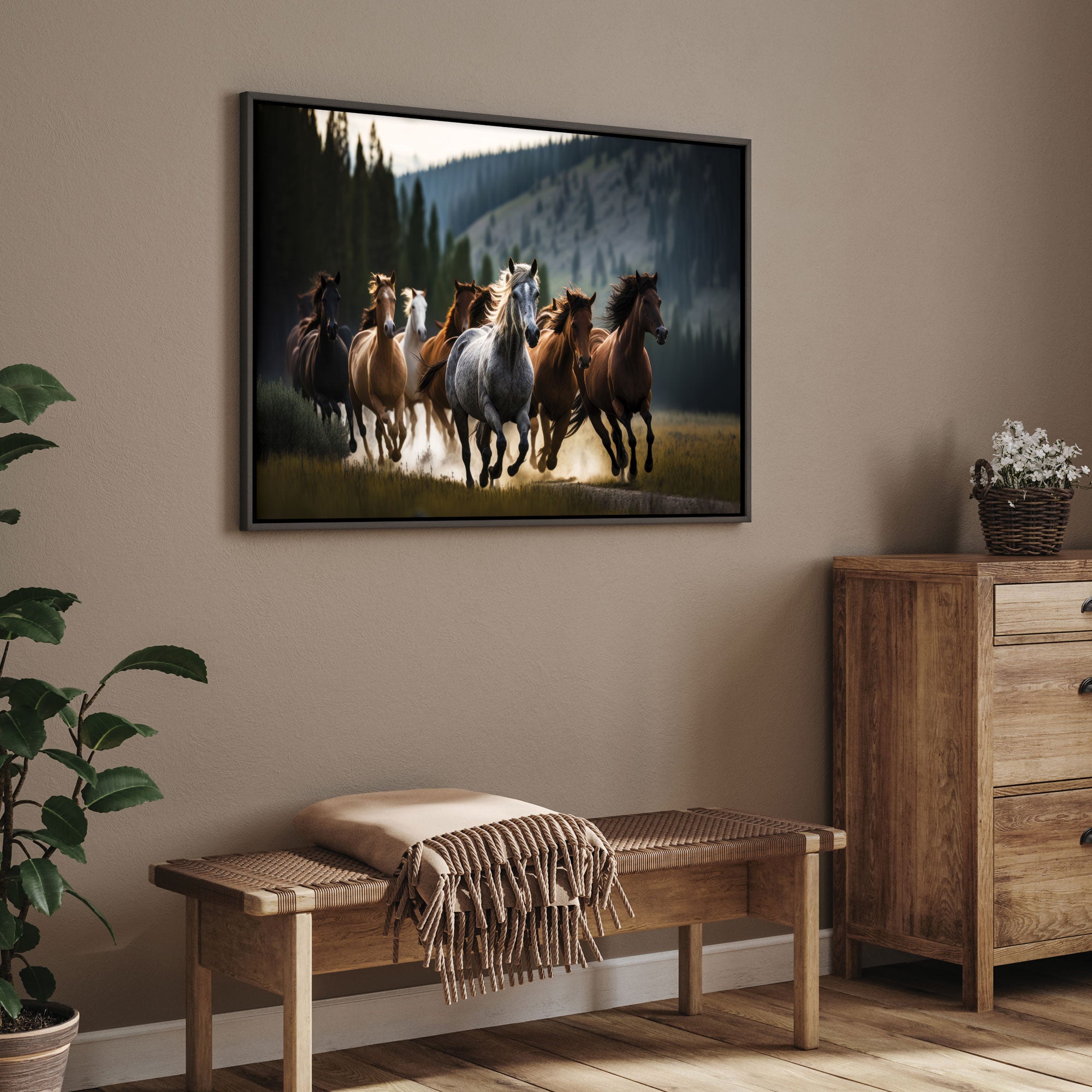 Vaastu running horses Canvas painting Big Size Wall Art for living room,Bedroom,Drawing room,Hotels