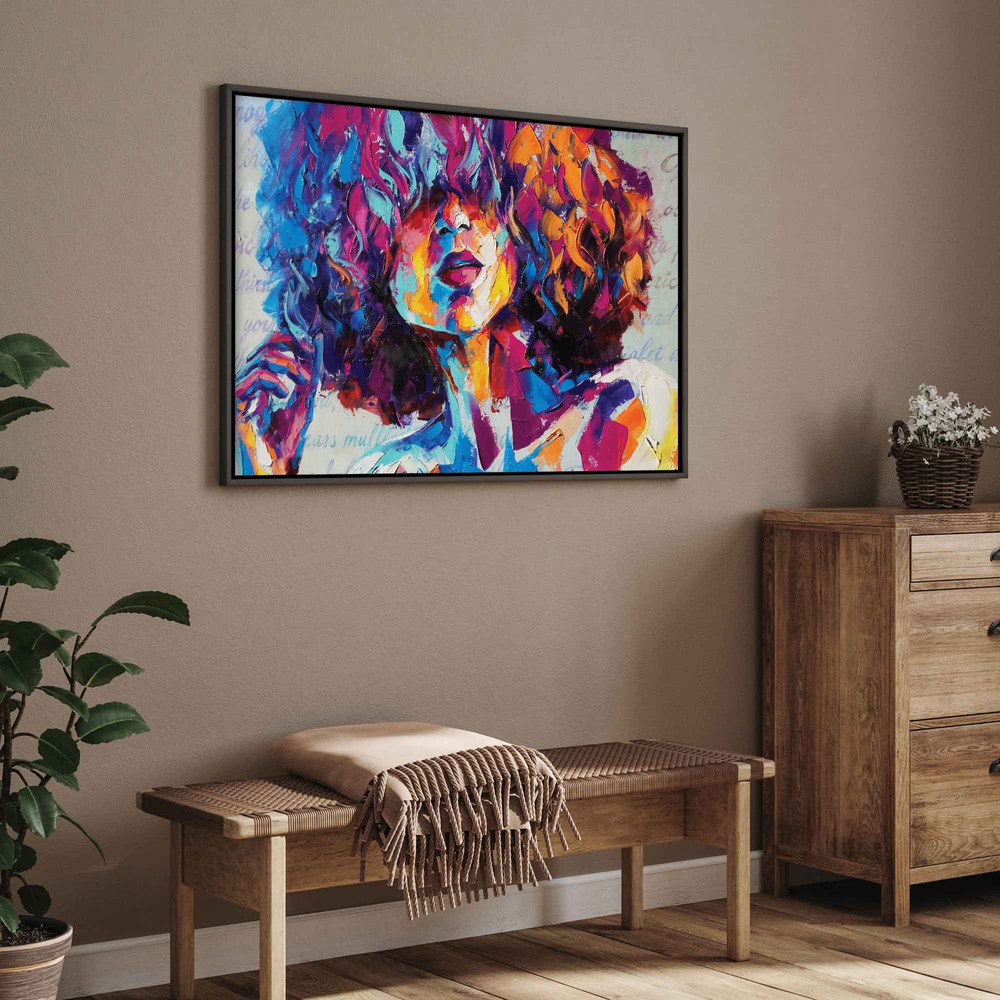 Woman faceAbstract Canvas painting with frame Big Size Wall Art for living room,Bedroom,Drawing room,Hotels