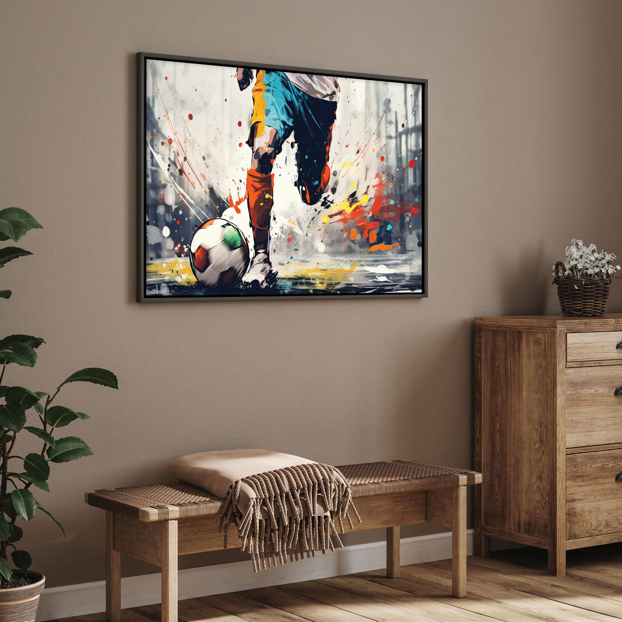 Football Canvas painting with frame Big Size Wall Art for living room,Bedroom,Drawing room,Hotels