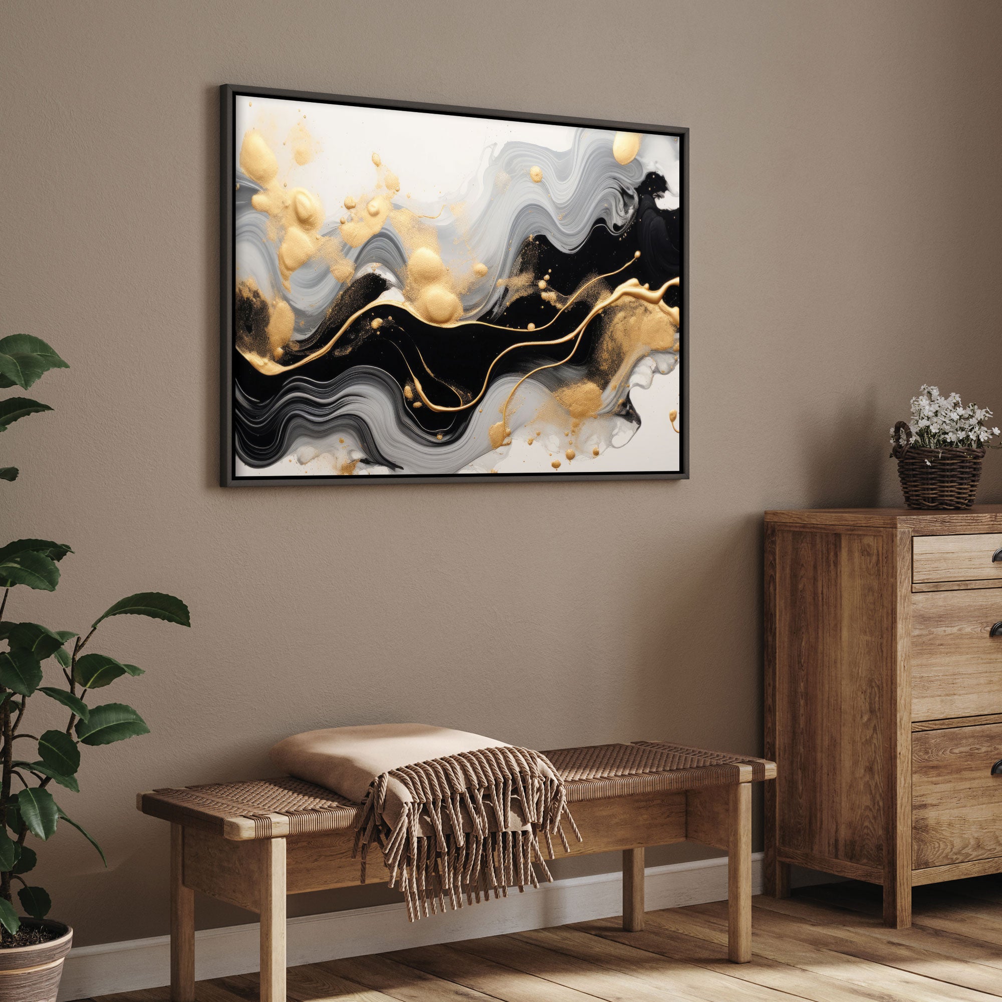 Marble Abstract Canvas painting with frame Big Size Wall Art for living room,Bedroom,Drawing room,Hotels
