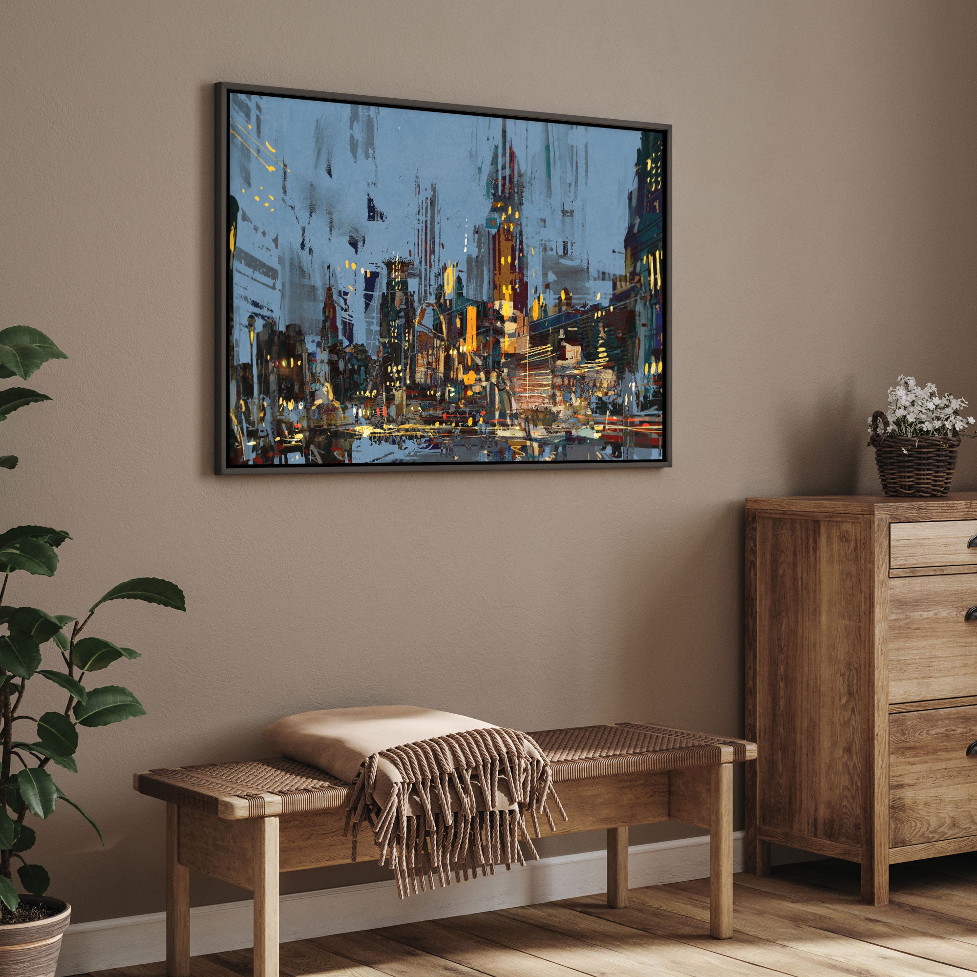 CityAbstract Canvas painting with frame Big Size Wall Art for living room,Bedroom,Drawing room,Hotels