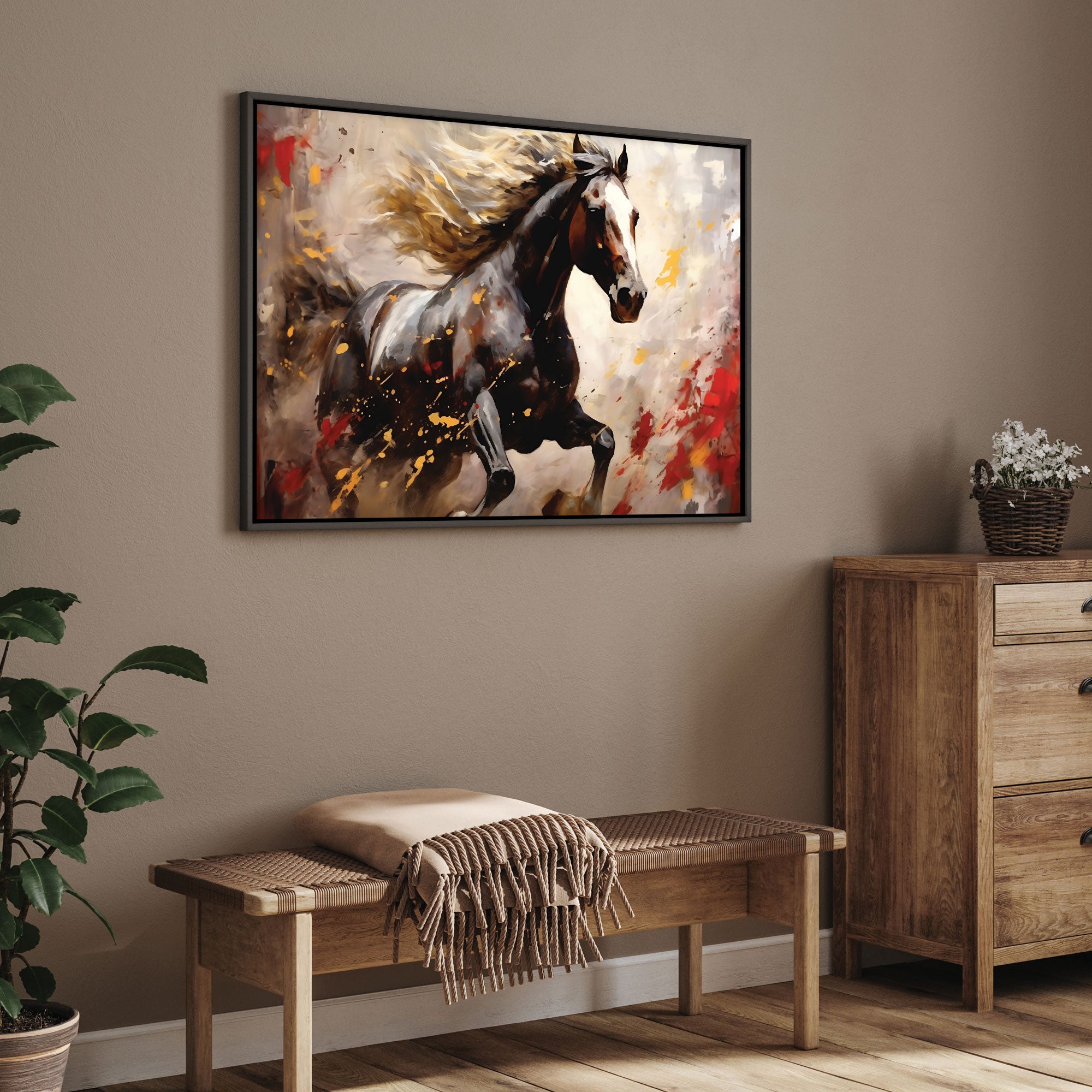 Modern horse Canvas painting with frame Big Size Wall Art for living room,Bedroom,Drawing room,Hotels