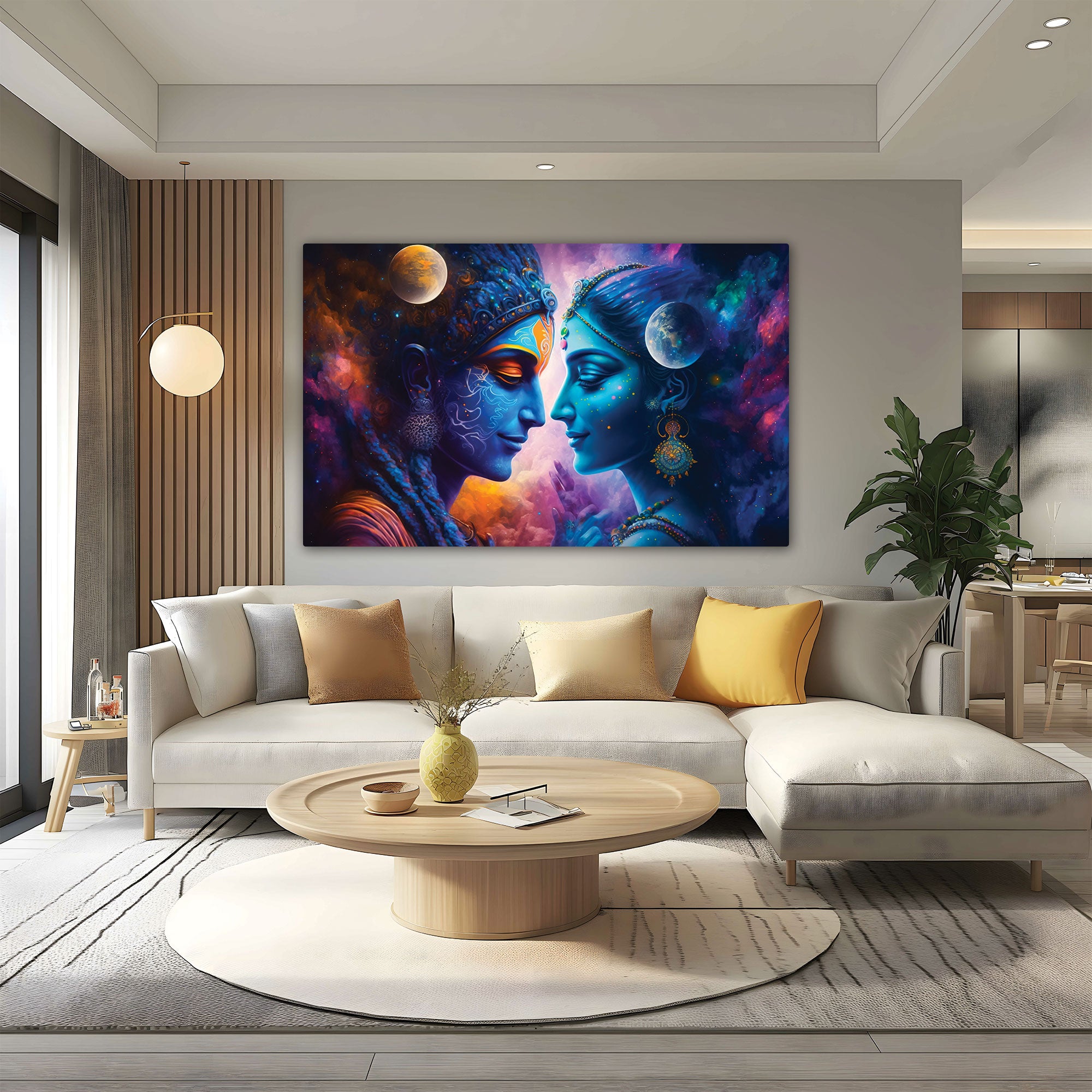 Beautiful radha krishna Canvas painting with frame Big Size Wall Art for living room,Bedroom,Drawing room,Hotels