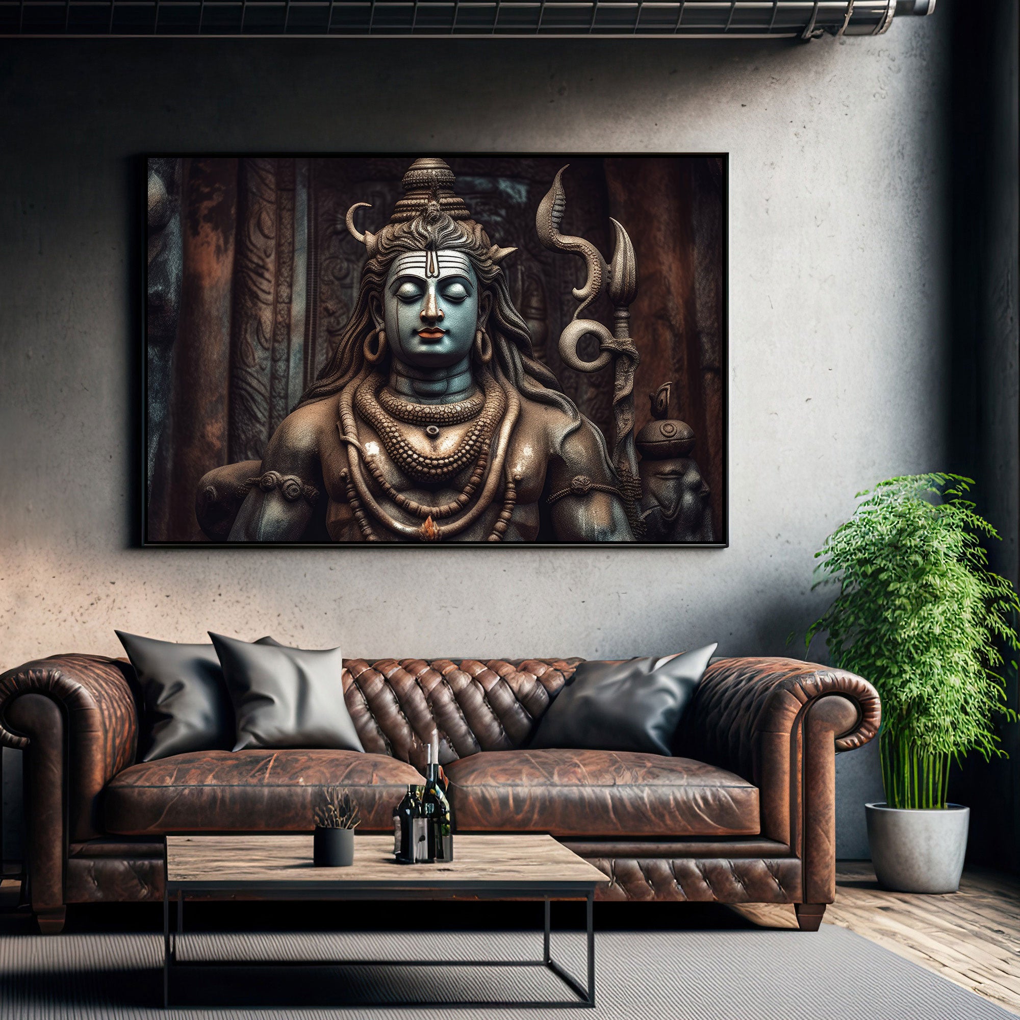 Lord shiva Canvas painting with frame Big Size Wall Art for living room,Bedroom,Drawing room,Hotels
