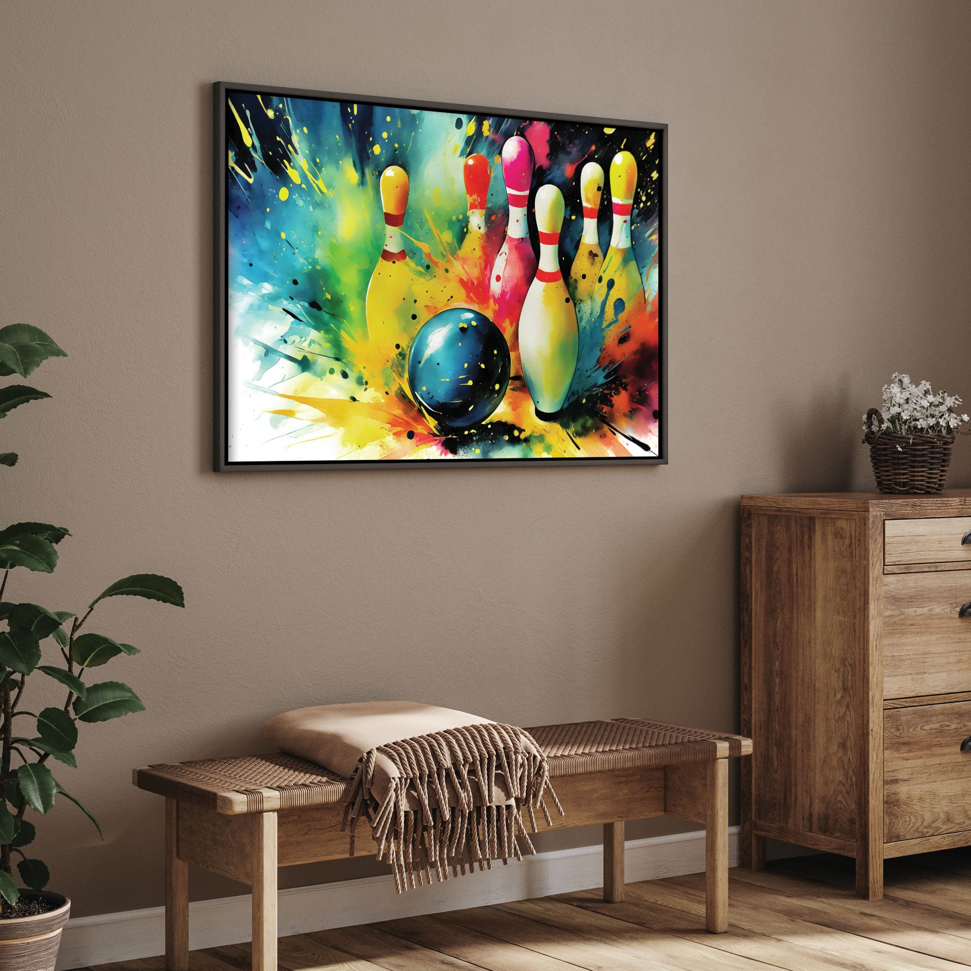 The Castle Decor bowling ball abstract canvas/Sparkle painting with frame Big Size Wall Art for living room,Bedroom,Drawing room,Hotels-Wooden Framed-Digital Painting